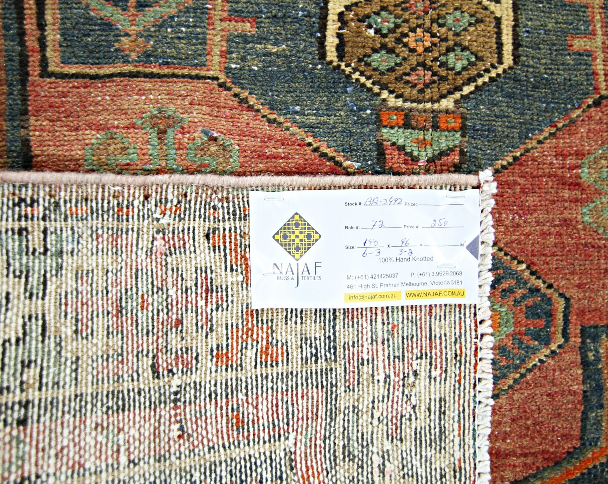 Handmade Vintage Persian Rug | 190 x 96 cm | 6'3" x 3'2" - Najaf Rugs & Textile