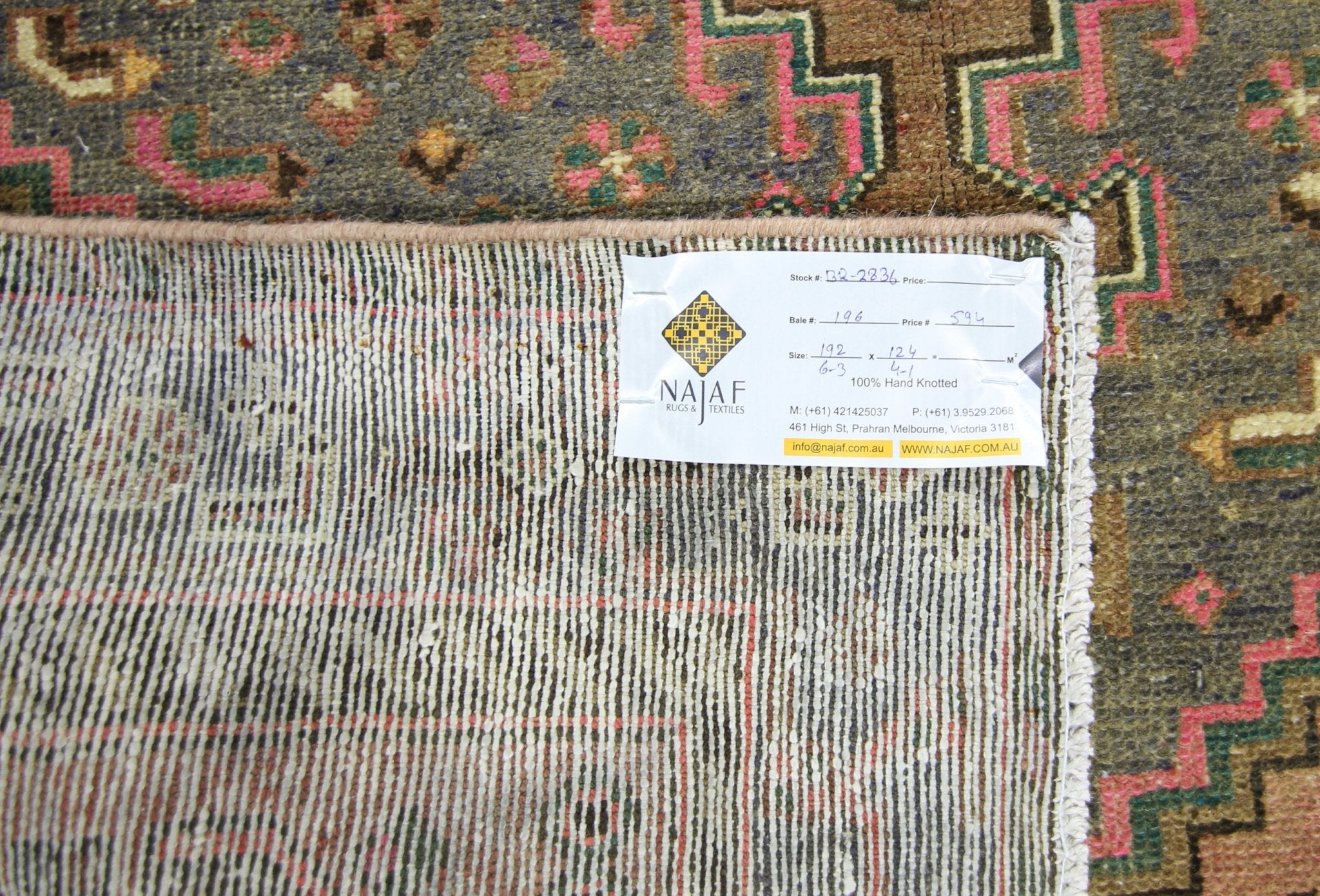 Handmade Vintage Persian Rug | 192 x 124 cm | 6'3" x 4'1" - Najaf Rugs & Textile