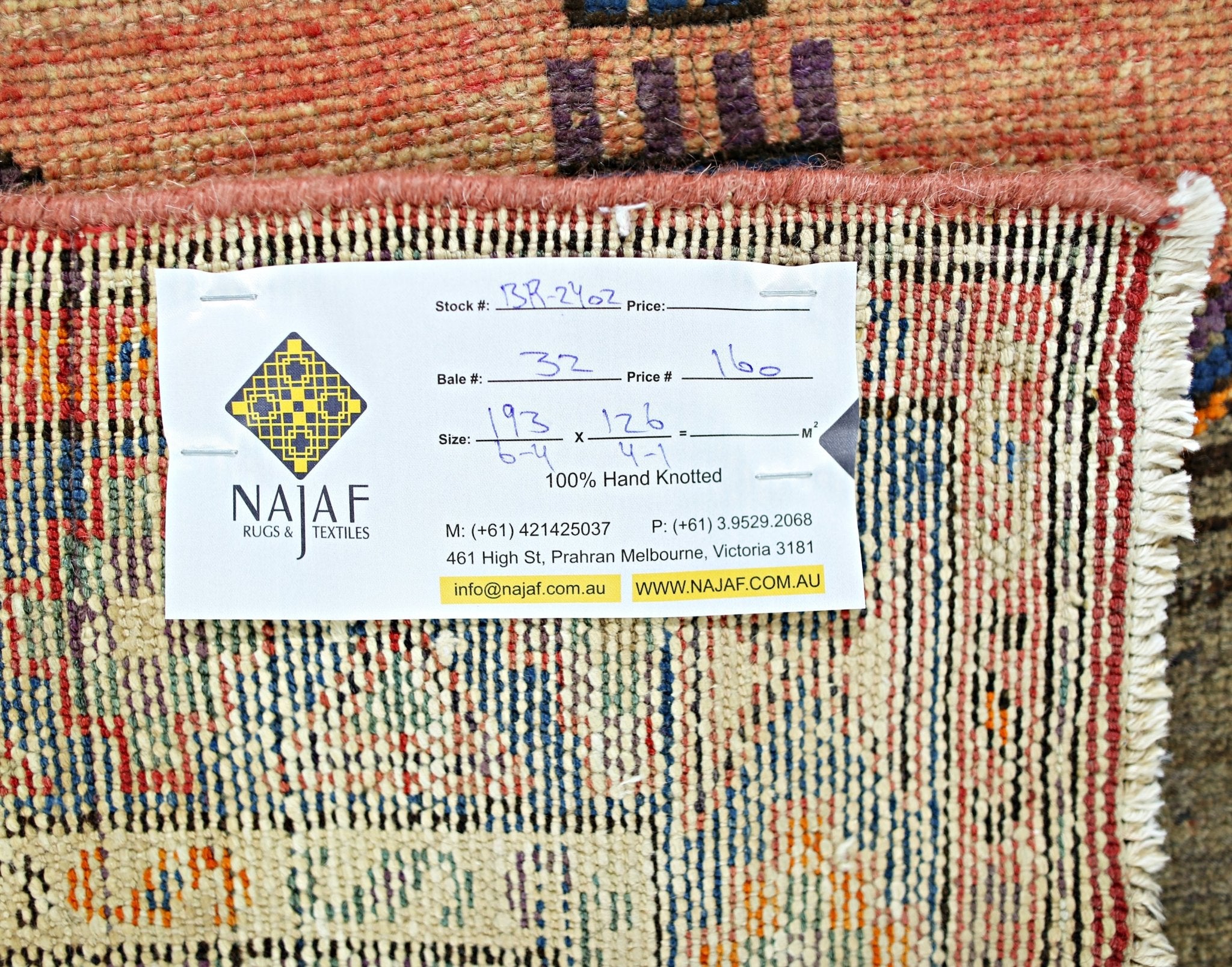 Handmade Vintage Persian Rug | 193 x 126 cm | 6'4" x 4'1" - Najaf Rugs & Textile