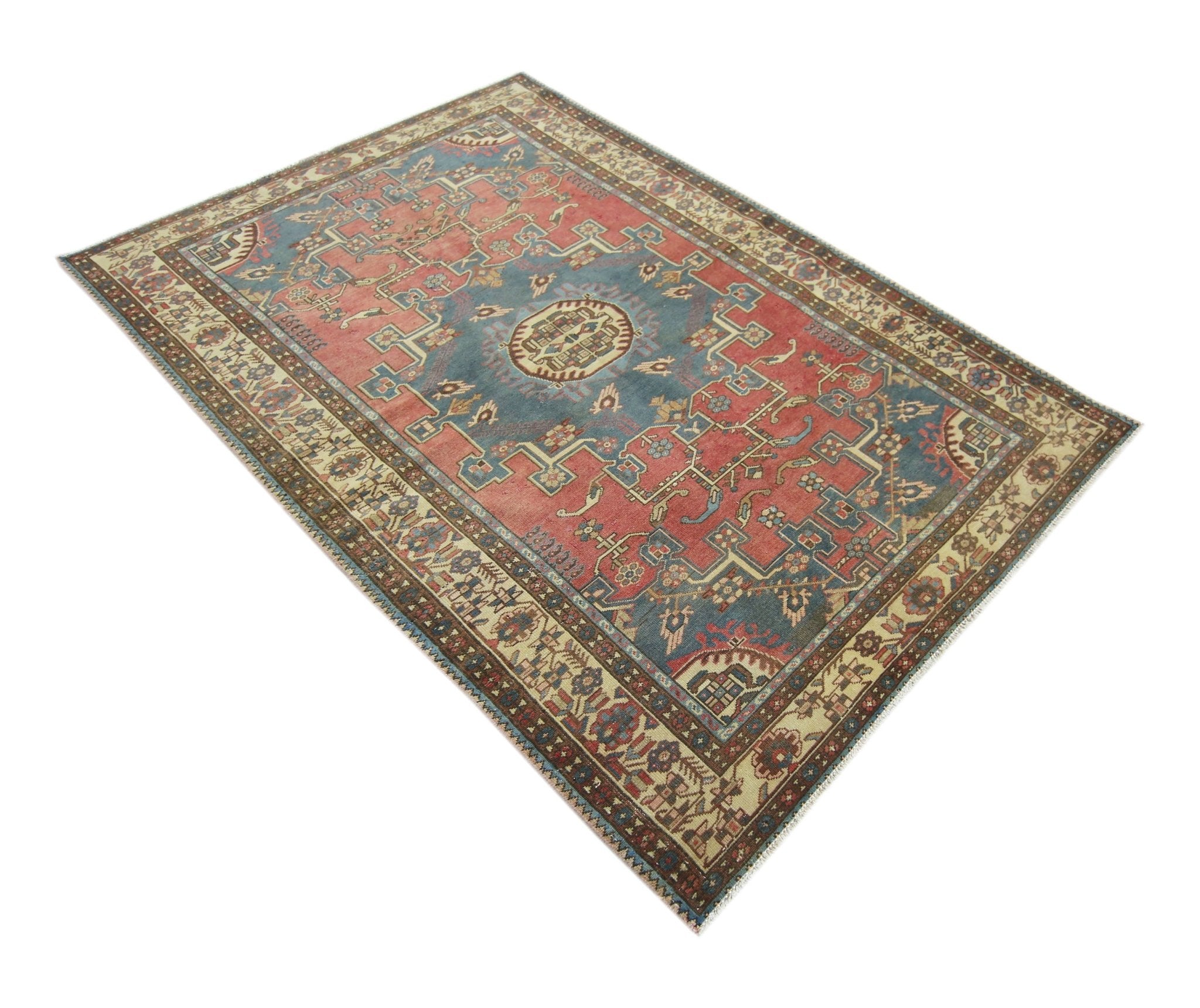 Handmade Vintage Persian Rug | 193 x 134 cm | 6'4" x 4'5" - Najaf Rugs & Textile