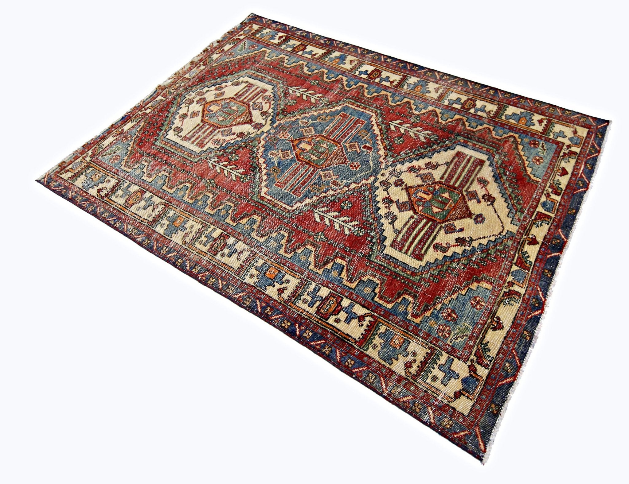 Handmade Vintage Persian Rug | 193 x 139 cm | 6'4" x 4'7" - Najaf Rugs & Textile