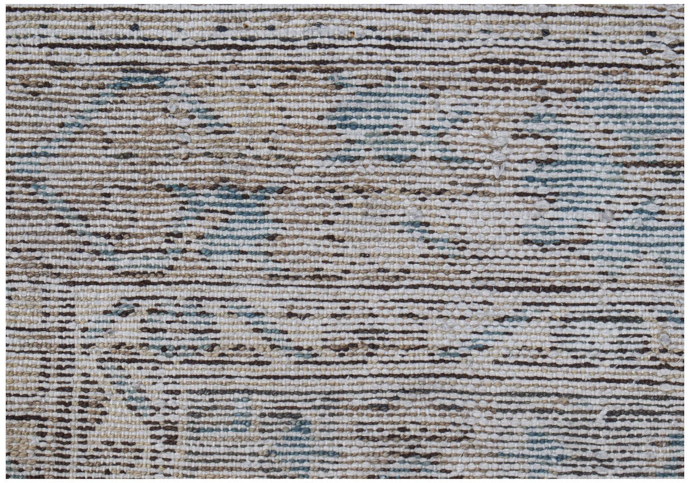 A handwoven vintage Persian rug featuring a distressed pattern in shades of blue, brown, and cream.