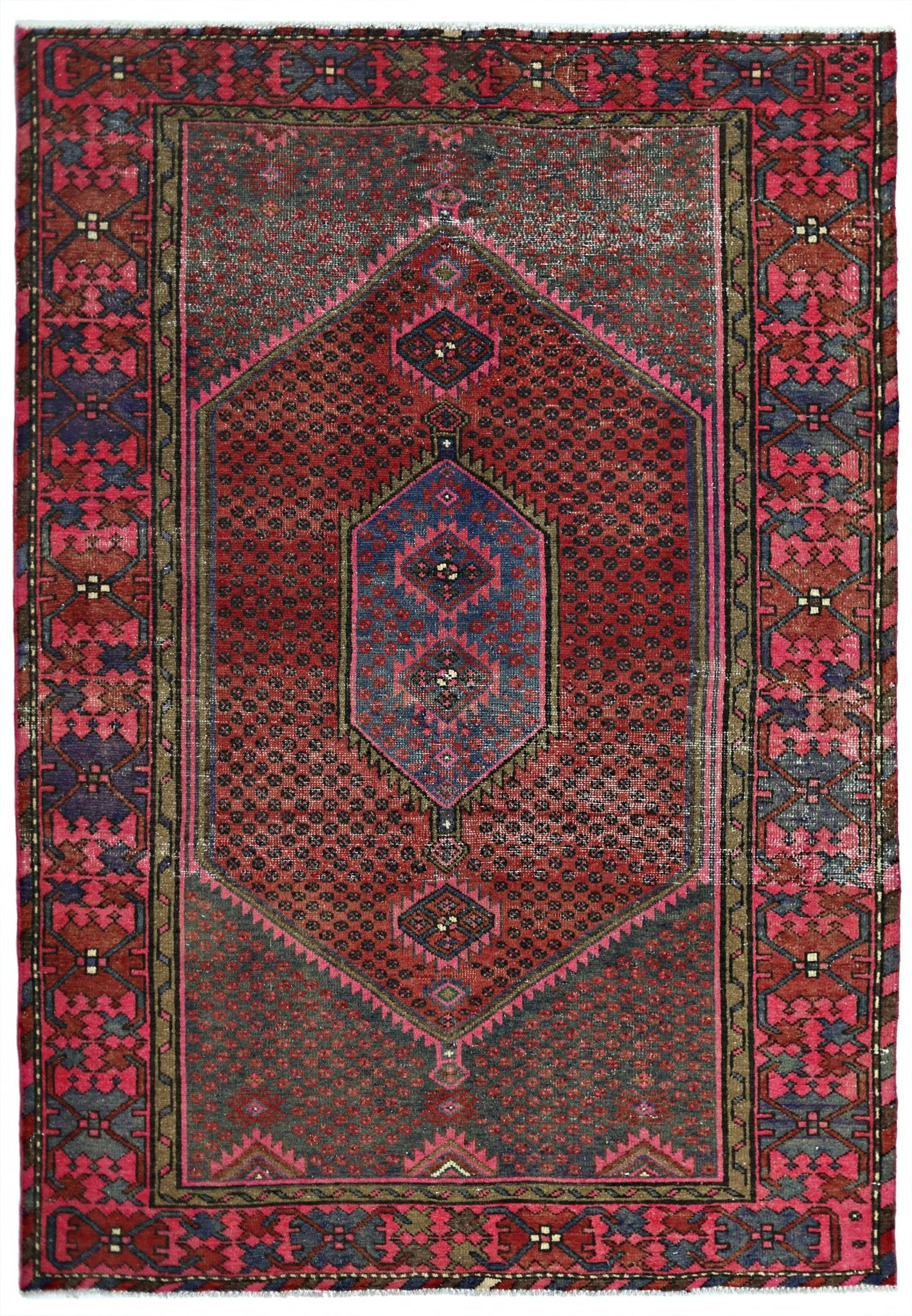 Handmade Vintage Persian Rug | 196 x 134 cm | 6'5" x 4'5" - Najaf Rugs & Textile