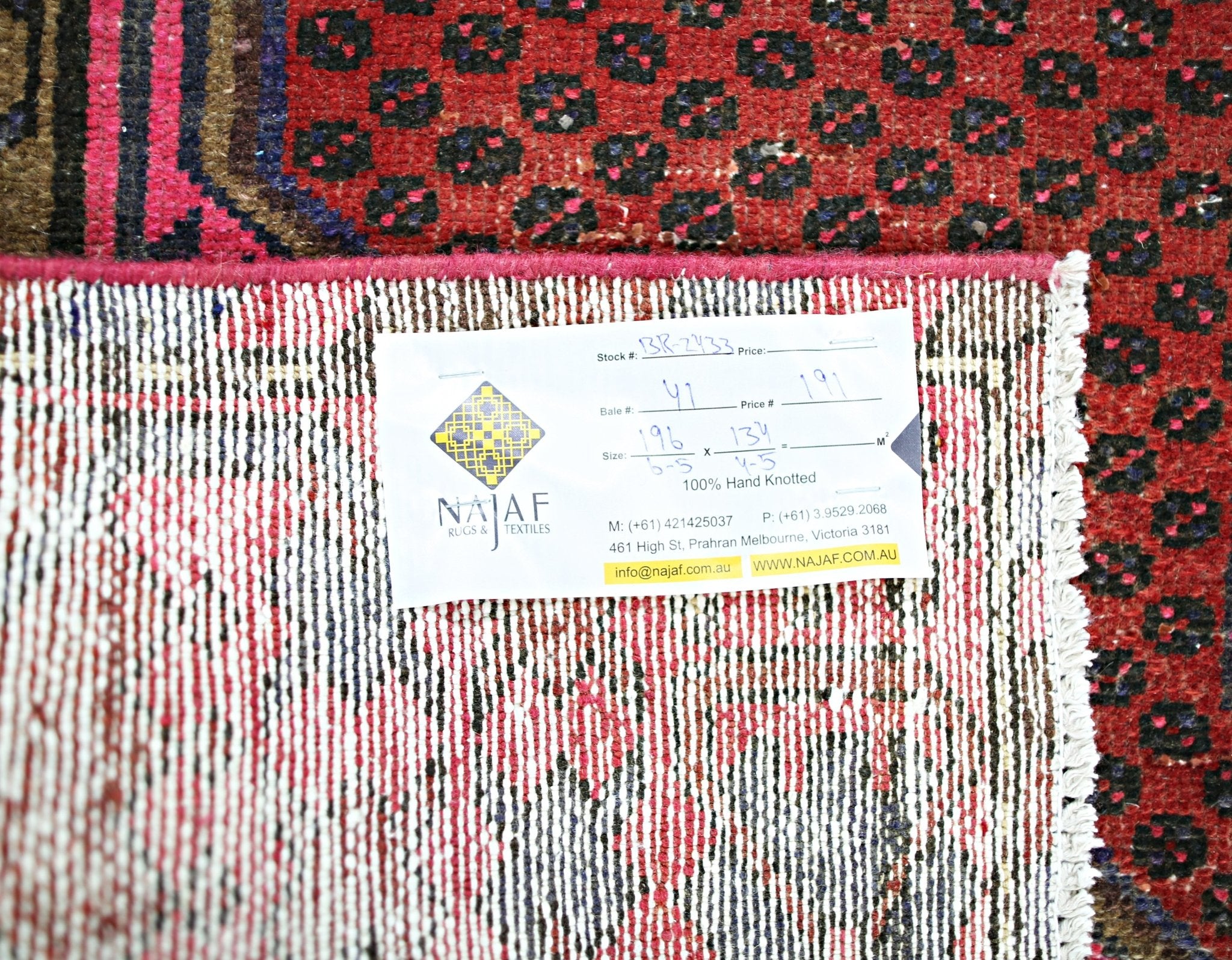 Handmade Vintage Persian Rug | 196 x 134 cm | 6'5" x 4'5" - Najaf Rugs & Textile