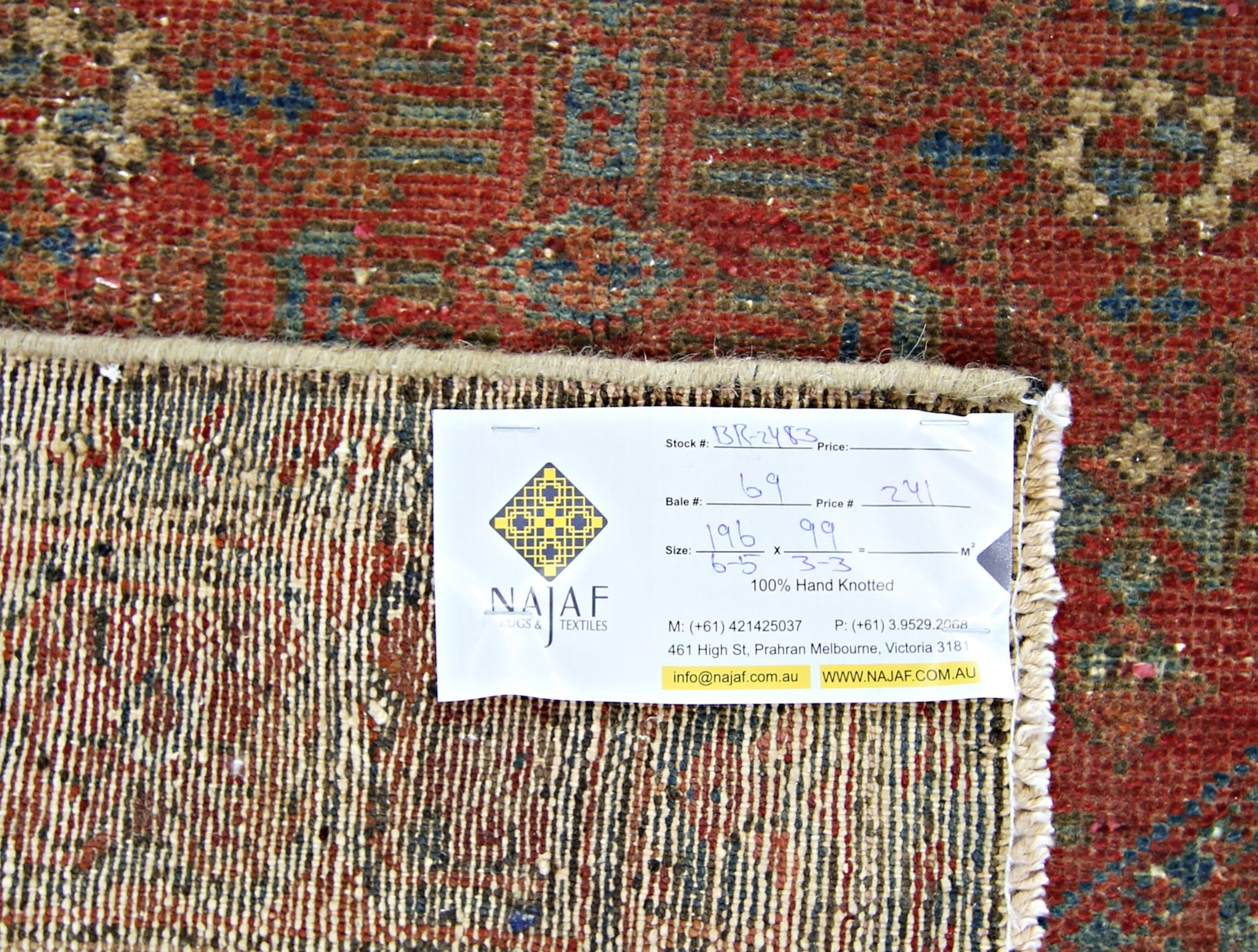 Handmade Vintage Persian Rug | 196 x 99 cm | 6'5" x 3'3" - Najaf Rugs & Textile