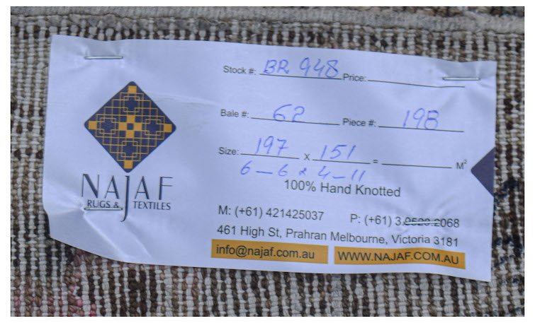 Handmade Vintage Persian Rug | 197 x 151 cm | 6'6" x 4'11" - Najaf Rugs & Textile