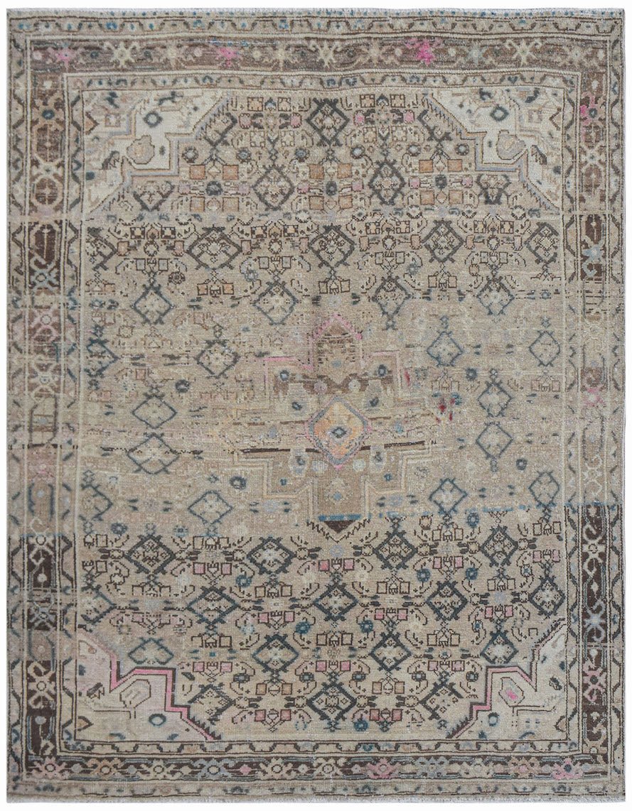 Handmade Vintage Persian Rug | 197 x 151 cm | 6'6" x 4'11" - Najaf Rugs & Textile
