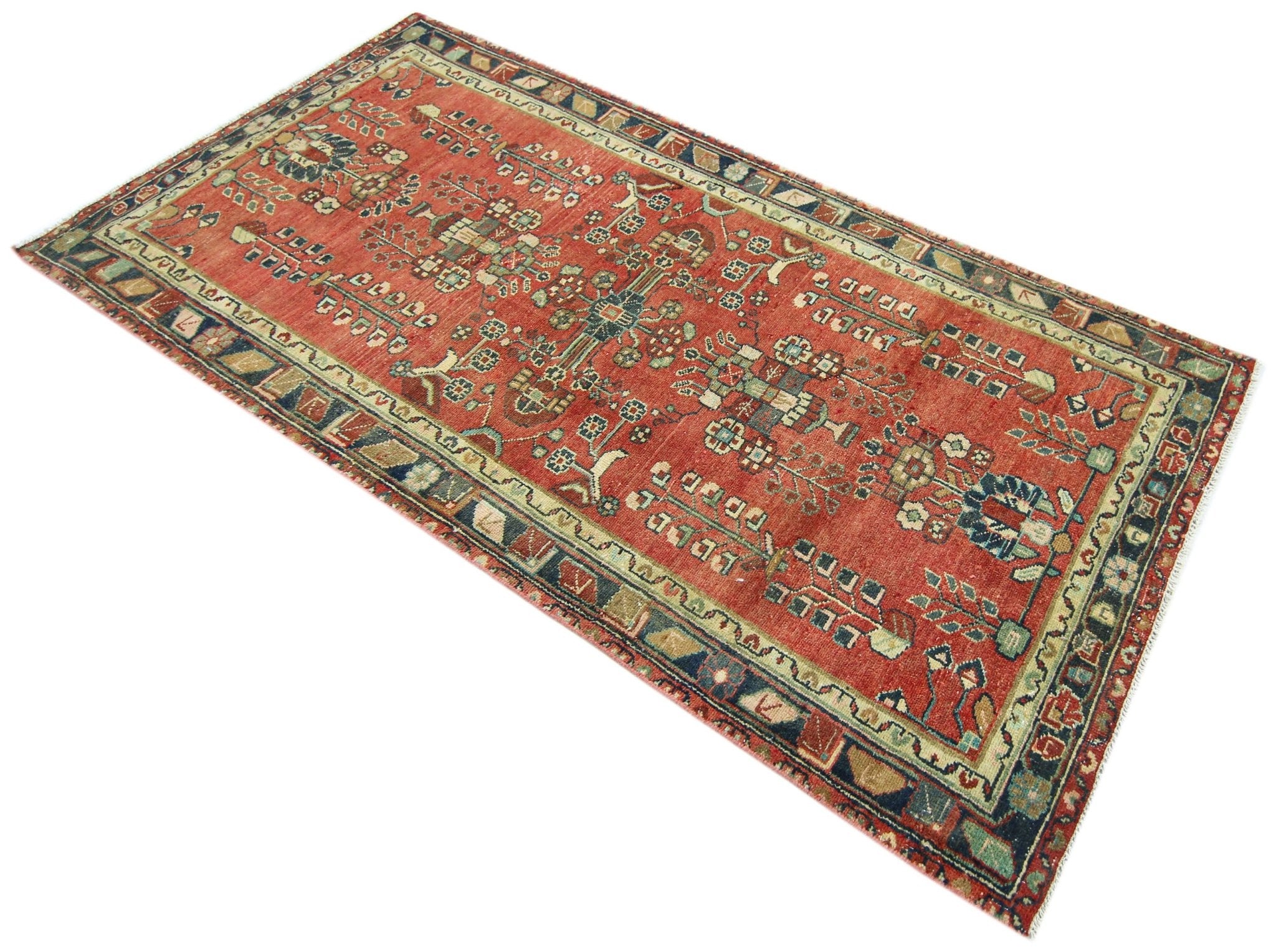 Handmade Vintage Persian Rug | 197 x 98 cm | 6'5" x 3'3" - Najaf Rugs & Textile