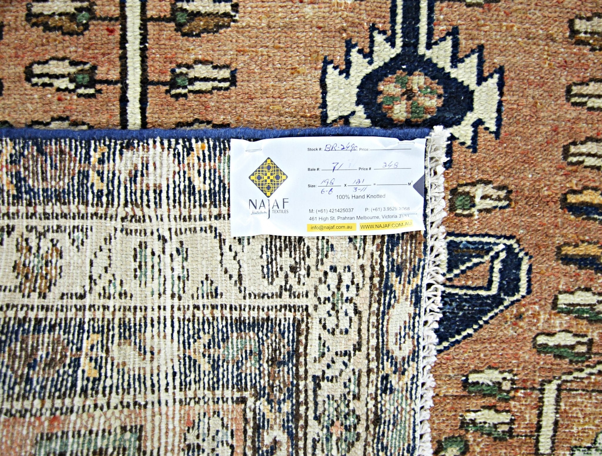 Handmade Vintage Persian Rug | 198 x 121 cm | 6'6" x 3'11" - Najaf Rugs & Textile