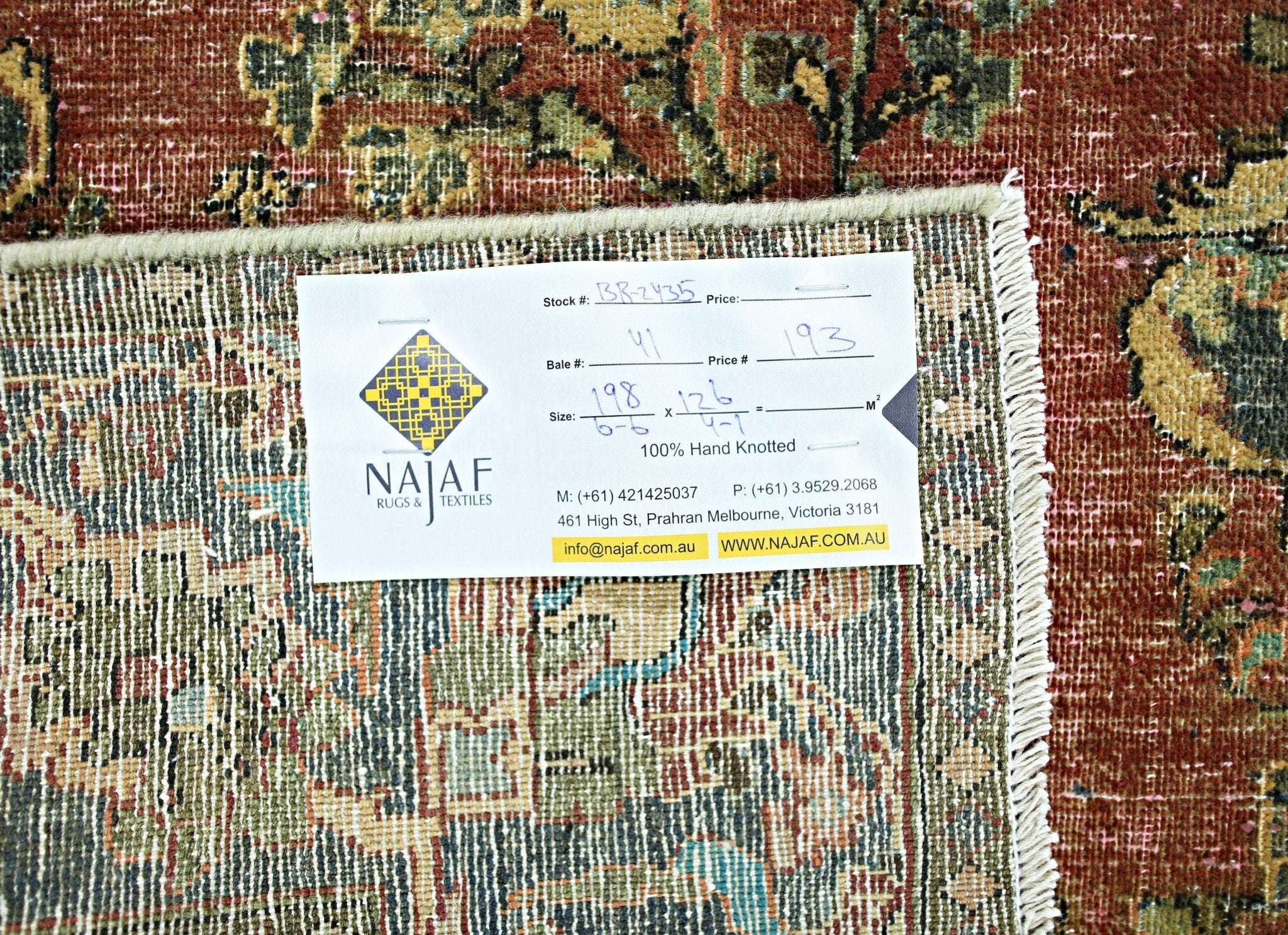 Handmade Vintage Persian Rug | 198 x 126 cm | 6'6" x 4'1" - Najaf Rugs & Textile