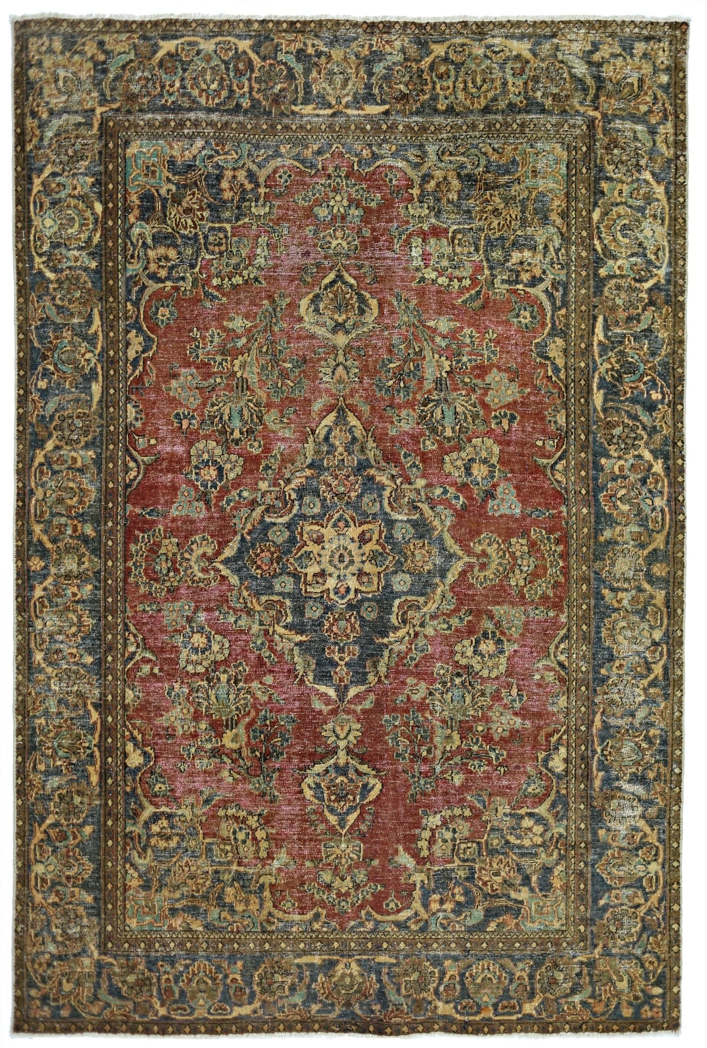 Handmade Vintage Persian Rug | 198 x 126 cm | 6'6" x 4'1" - Najaf Rugs & Textile