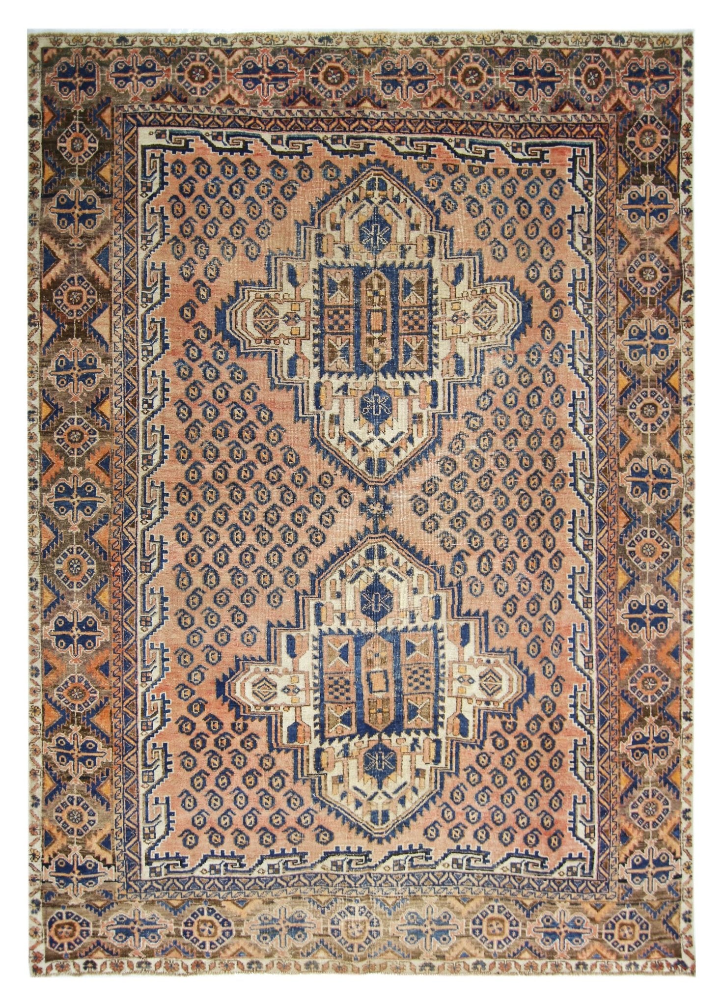 Handmade Vintage Persian Rug | 198 x 153 cm | 6'6" x 5' - Najaf Rugs & Textile