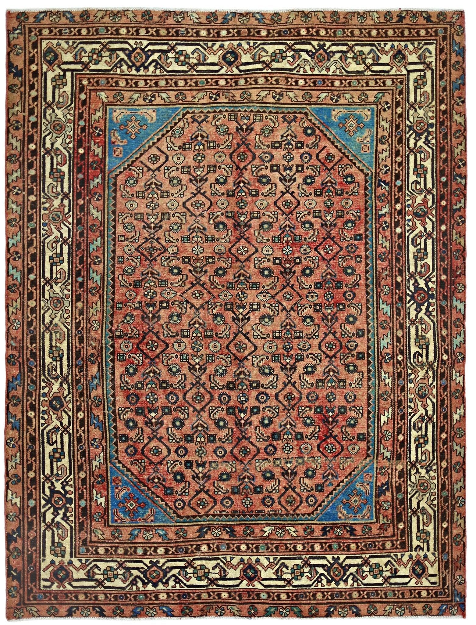 Handmade Vintage Persian Rug | 198 x 157 cm | 6'6" x 5'2" - Najaf Rugs & Textile