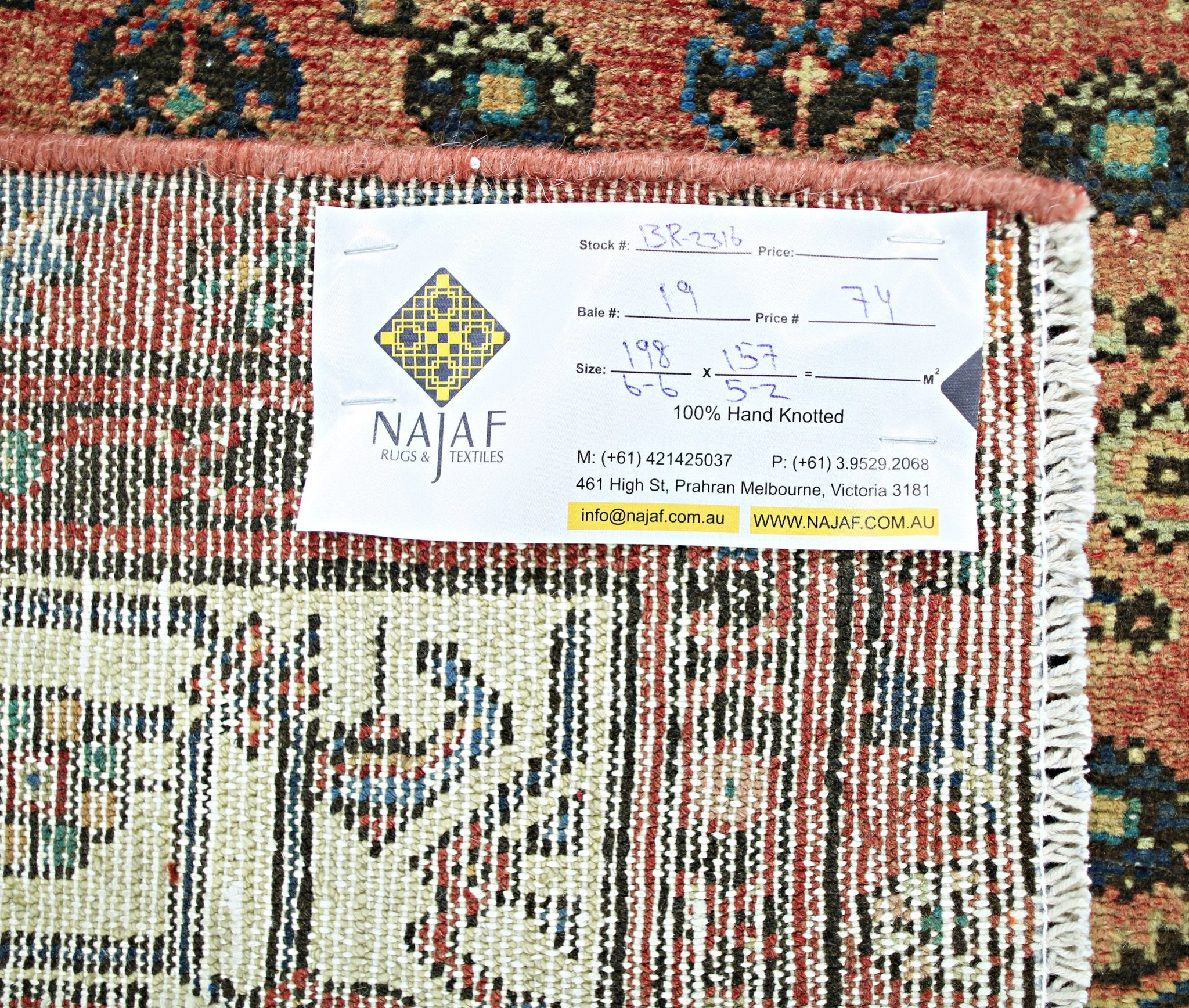 Handmade Vintage Persian Rug | 198 x 157 cm | 6'6" x 5'2" - Najaf Rugs & Textile