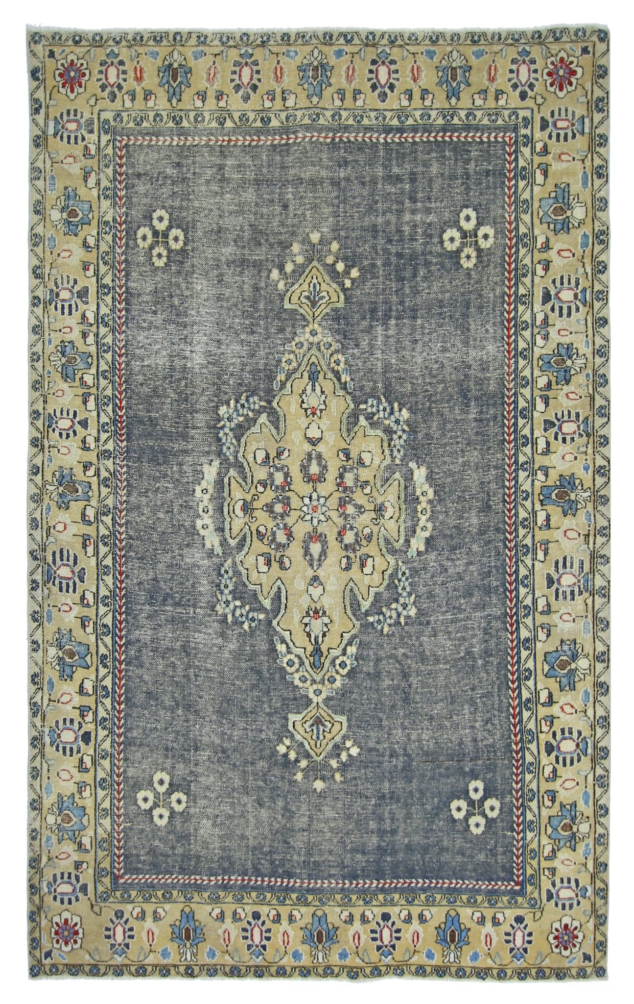 Handmade Vintage Persian Rug | 199 x 127 cm | 6'6" x 4'2" - Najaf Rugs & Textile