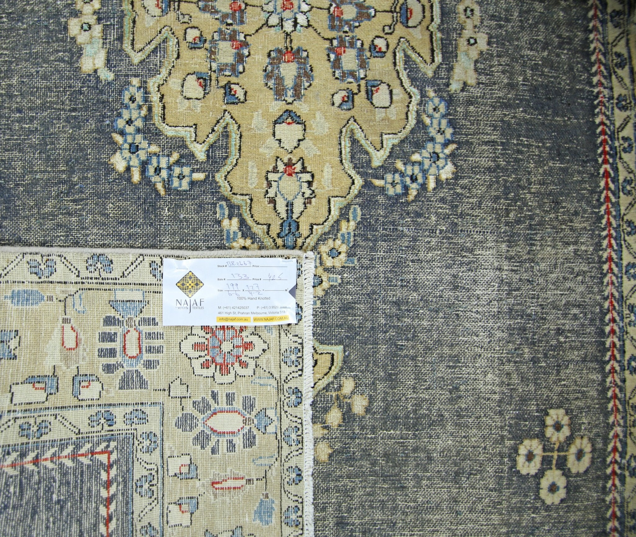 Handmade Vintage Persian Rug | 199 x 127 cm | 6'6" x 4'2" - Najaf Rugs & Textile