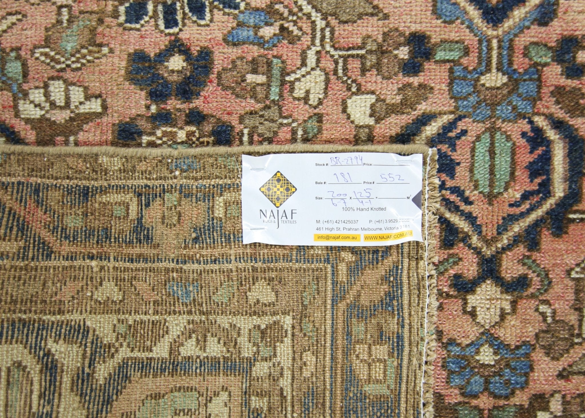 Handmade Vintage Persian Rug | 200 x 125 cm | 6'7" x 4'1" - Najaf Rugs & Textile