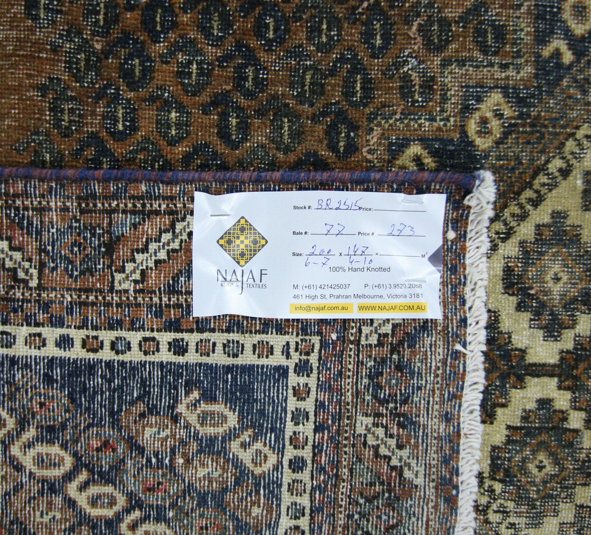 Handmade Vintage Persian Rug | 200 x 147 cm | 6'7" x 4'10" - Najaf Rugs & Textile