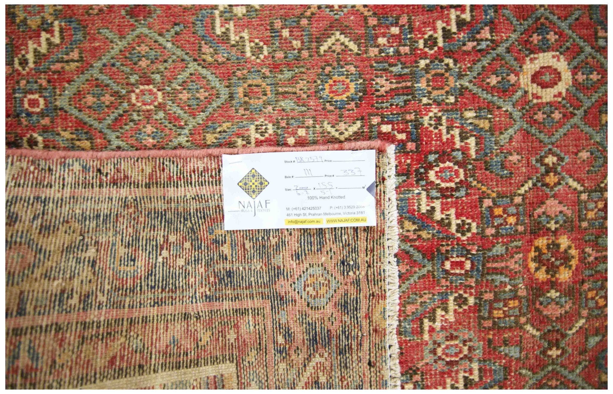 Handmade Vintage Persian Rug | 200 x 155 cm | 6'7" x 5'1" - Najaf Rugs & Textile