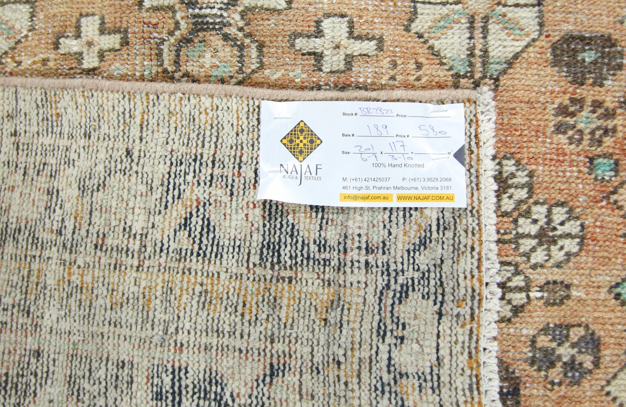 Handmade Vintage Persian Rug | 201 x 117 cm | 6'7" x 3'10" - Najaf Rugs & Textile