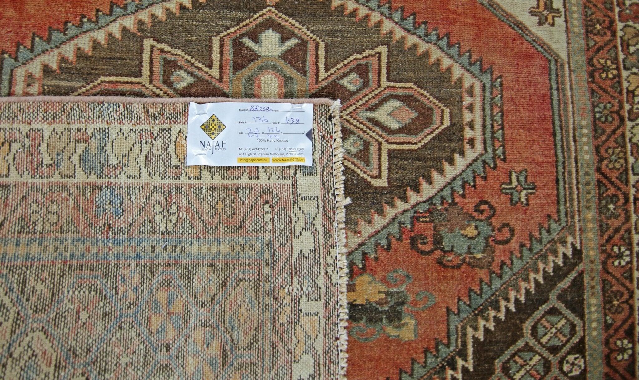 Handmade Vintage Persian Rug | 201 x 126 cm | 6'7" x 4'2" - Najaf Rugs & Textile