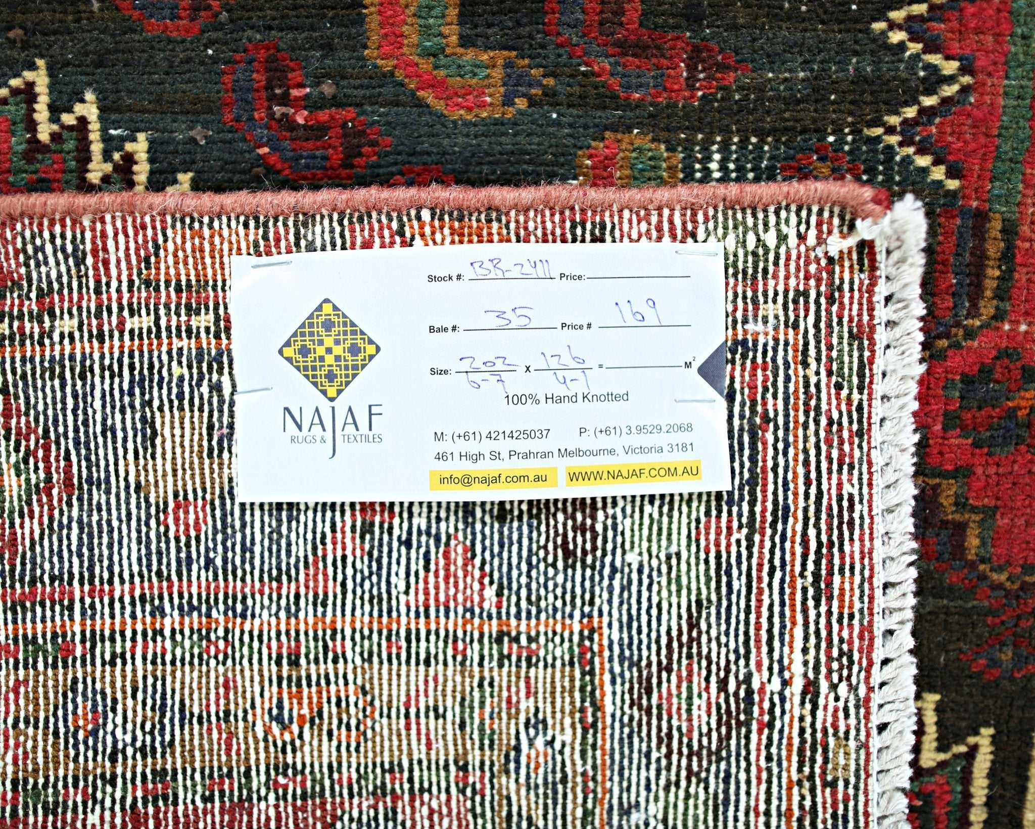 Handmade Vintage Persian Rug | 202 x 126 cm | 6'7" x 4'1" - Najaf Rugs & Textile