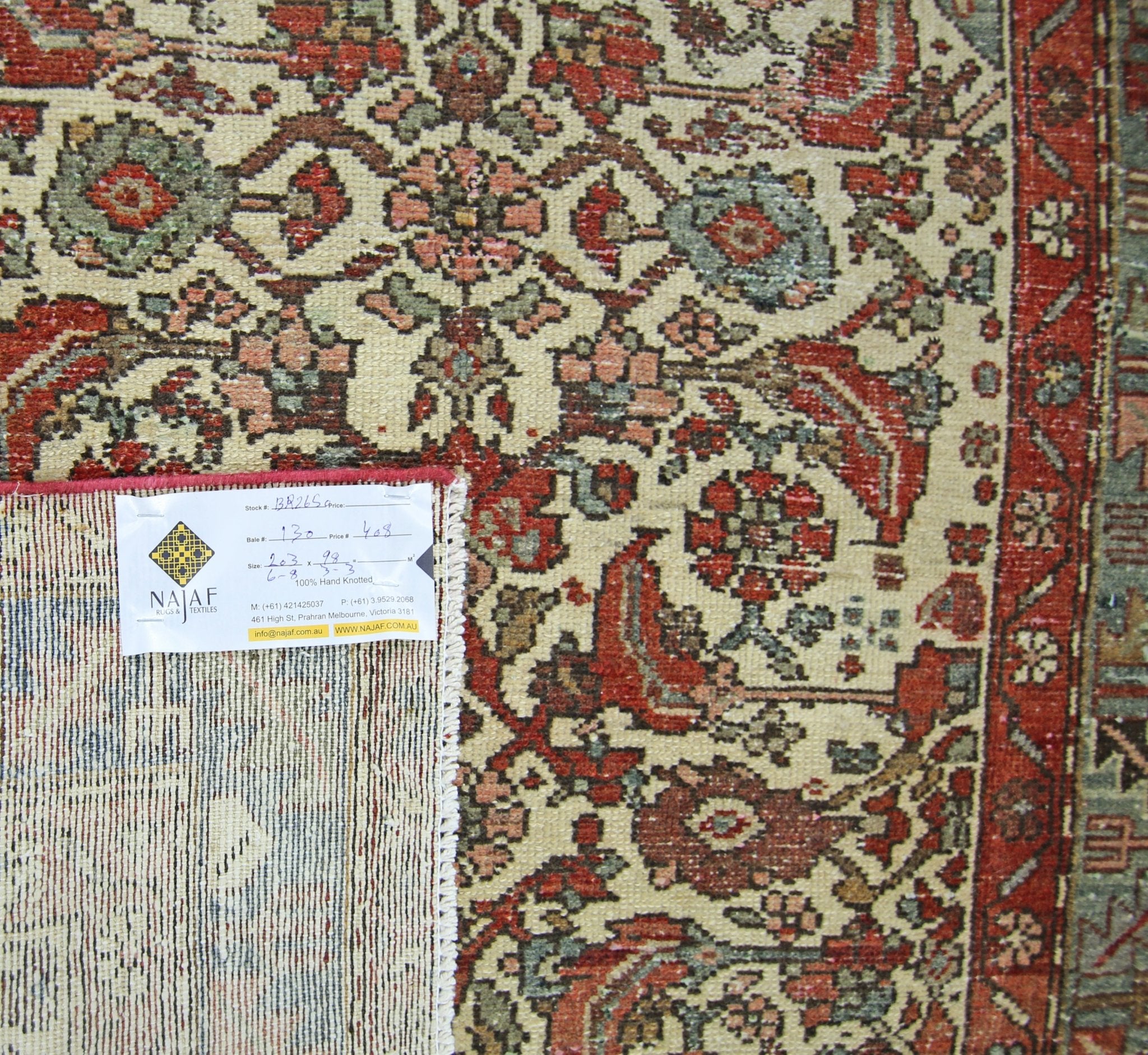 Handmade Vintage Persian Rug | 203 x 98 cm | 6'8" x 3'3" - Najaf Rugs & Textile