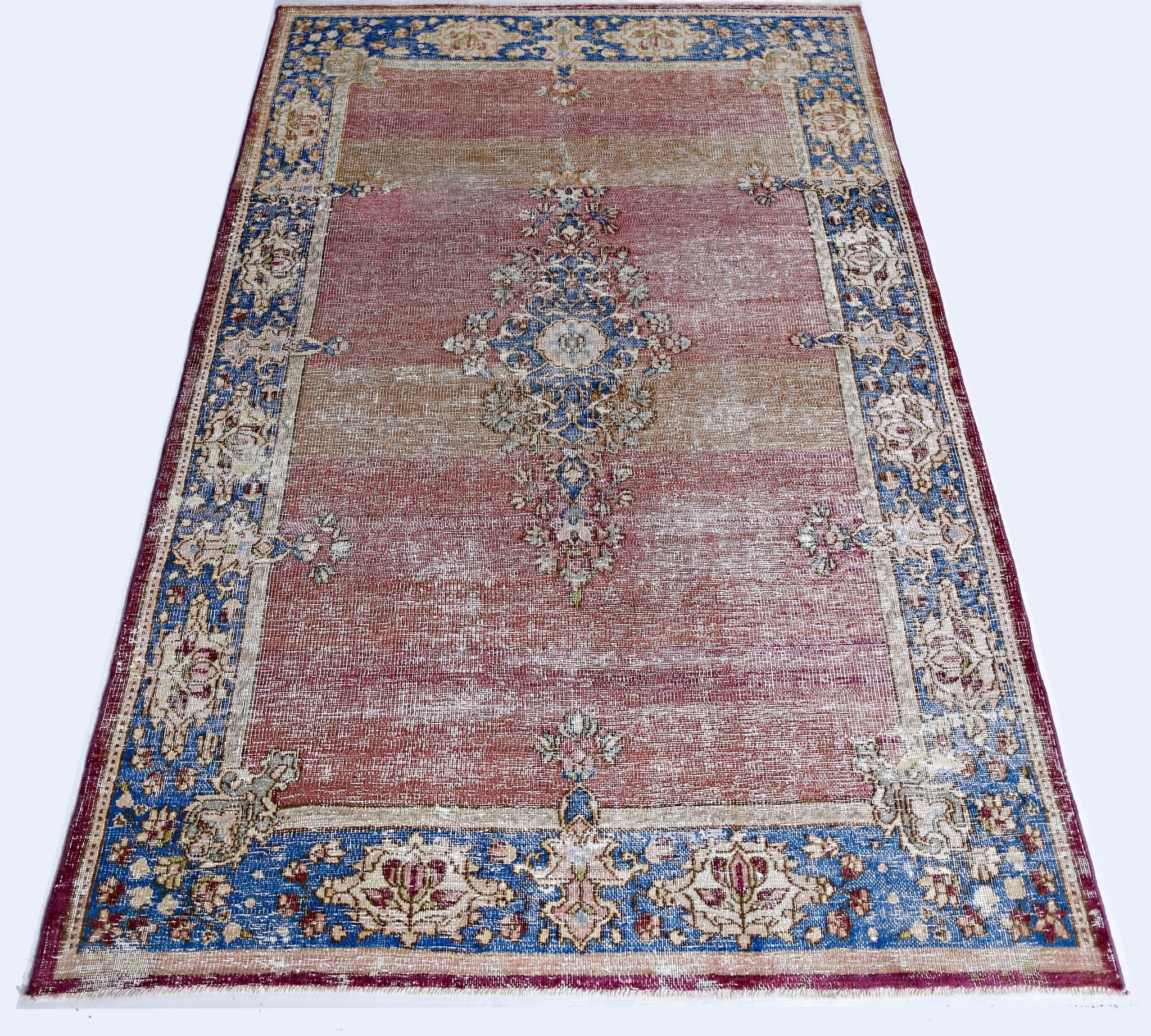 Handmade Vintage Persian Rug | 206 x 116 cm | 6'9" x 3'10" - Najaf Rugs & Textile