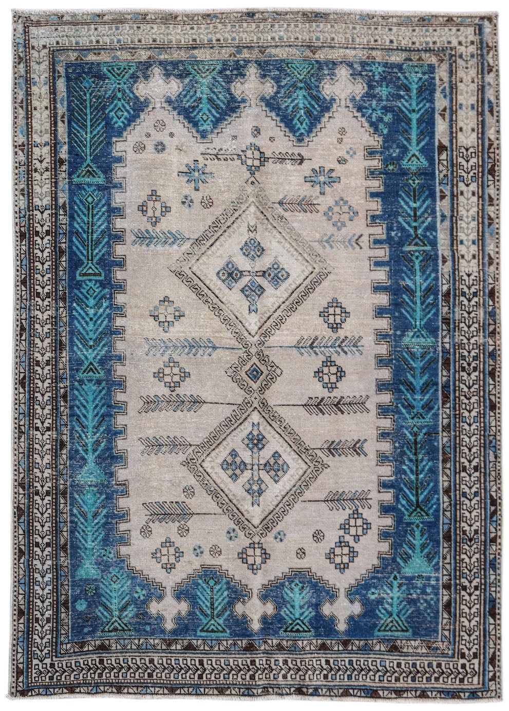 Handmade Vintage Persian Rug | 206 x 153 cm | 6'9" x 5' - Najaf Rugs & Textile