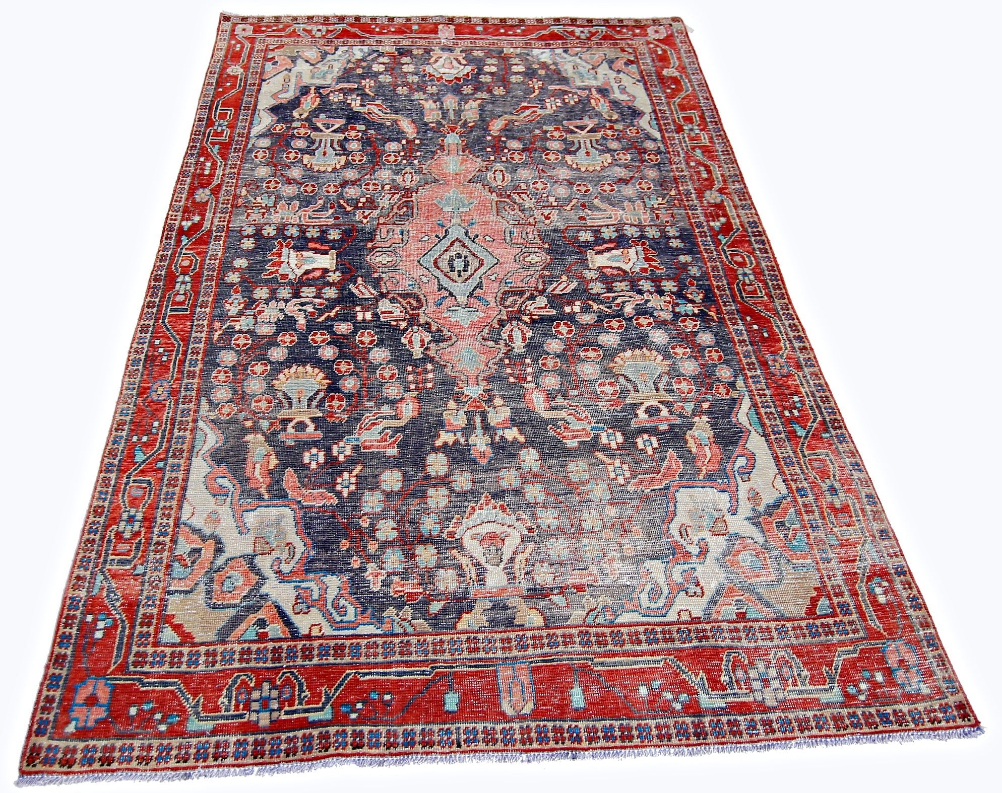 Handmade Vintage Persian Rug | 209 x 136 cm | 6'10" x 4'5" - Najaf Rugs & Textile