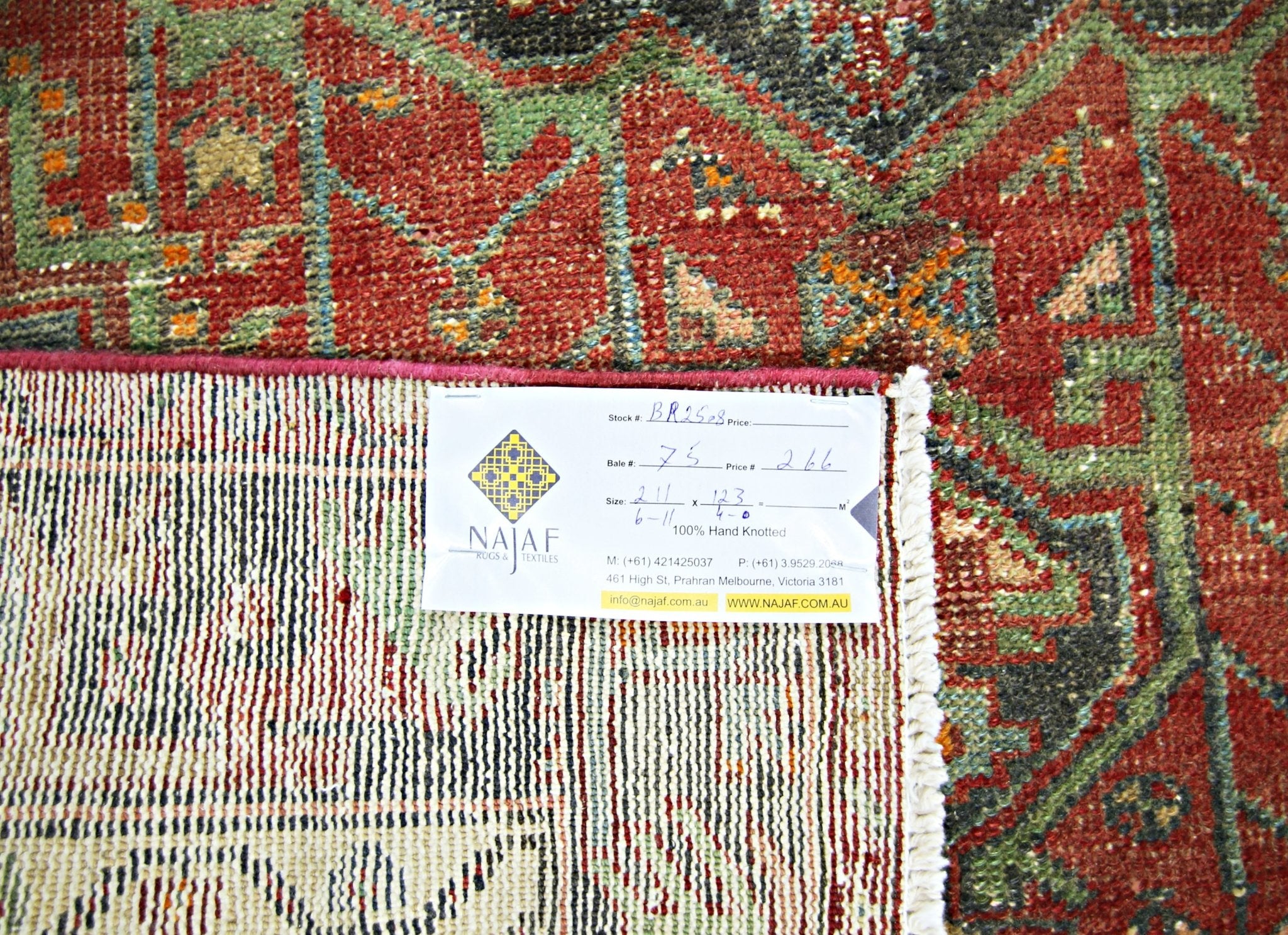 Handmade Vintage Persian Rug | 211 x 123 cm | 6'11" x 4' - Najaf Rugs & Textile