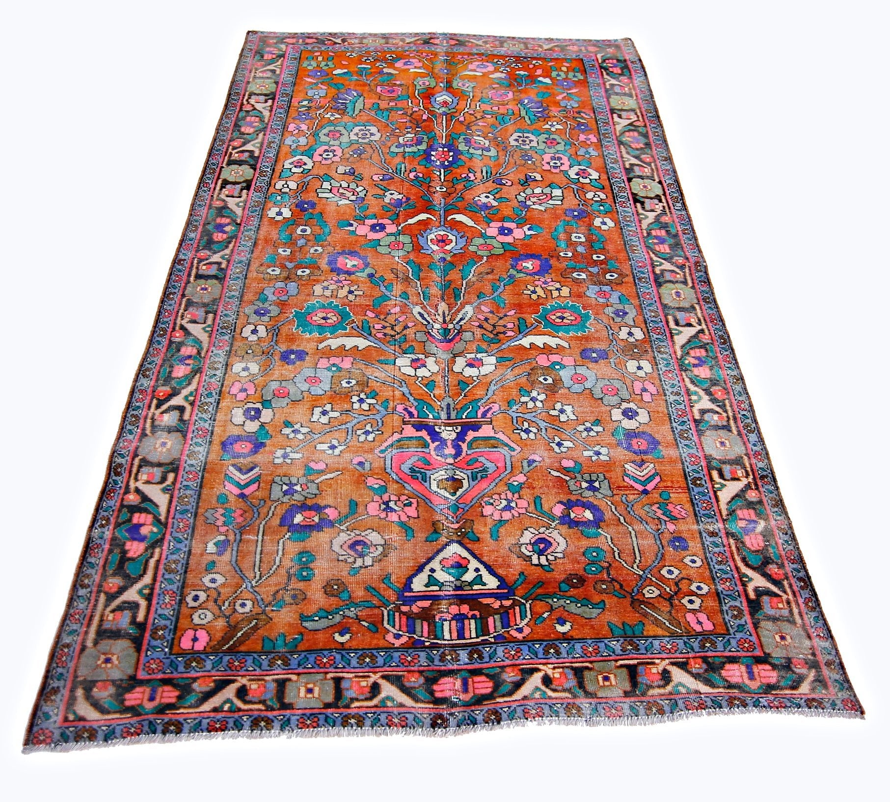 Handmade Vintage Persian Rug | 215 x 122 cm | 7' x 4' - Najaf Rugs & Textile