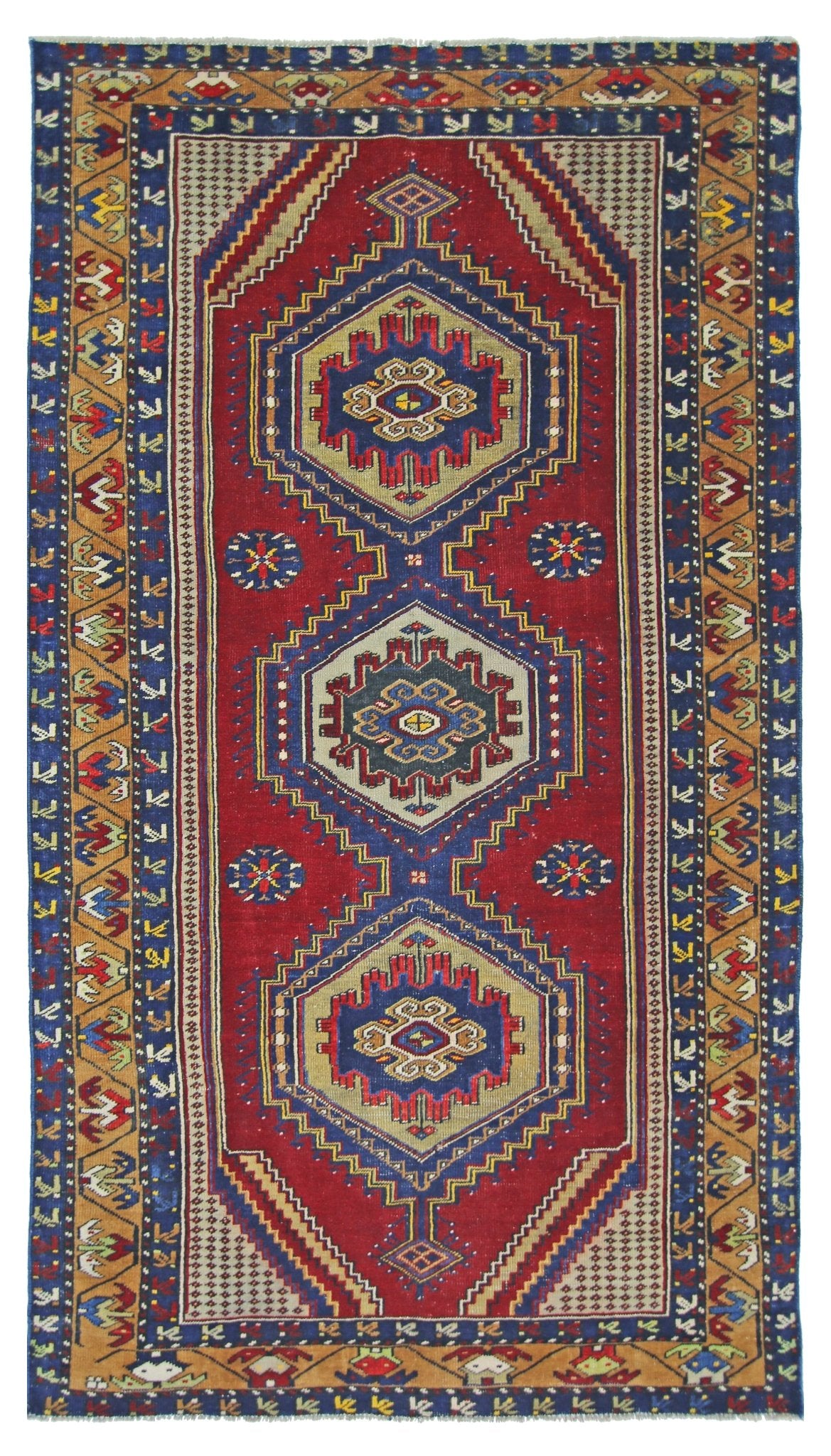 Handmade Vintage Persian Rug | 216 x 118 cm | 7'1" x 3'10" - Najaf Rugs & Textile