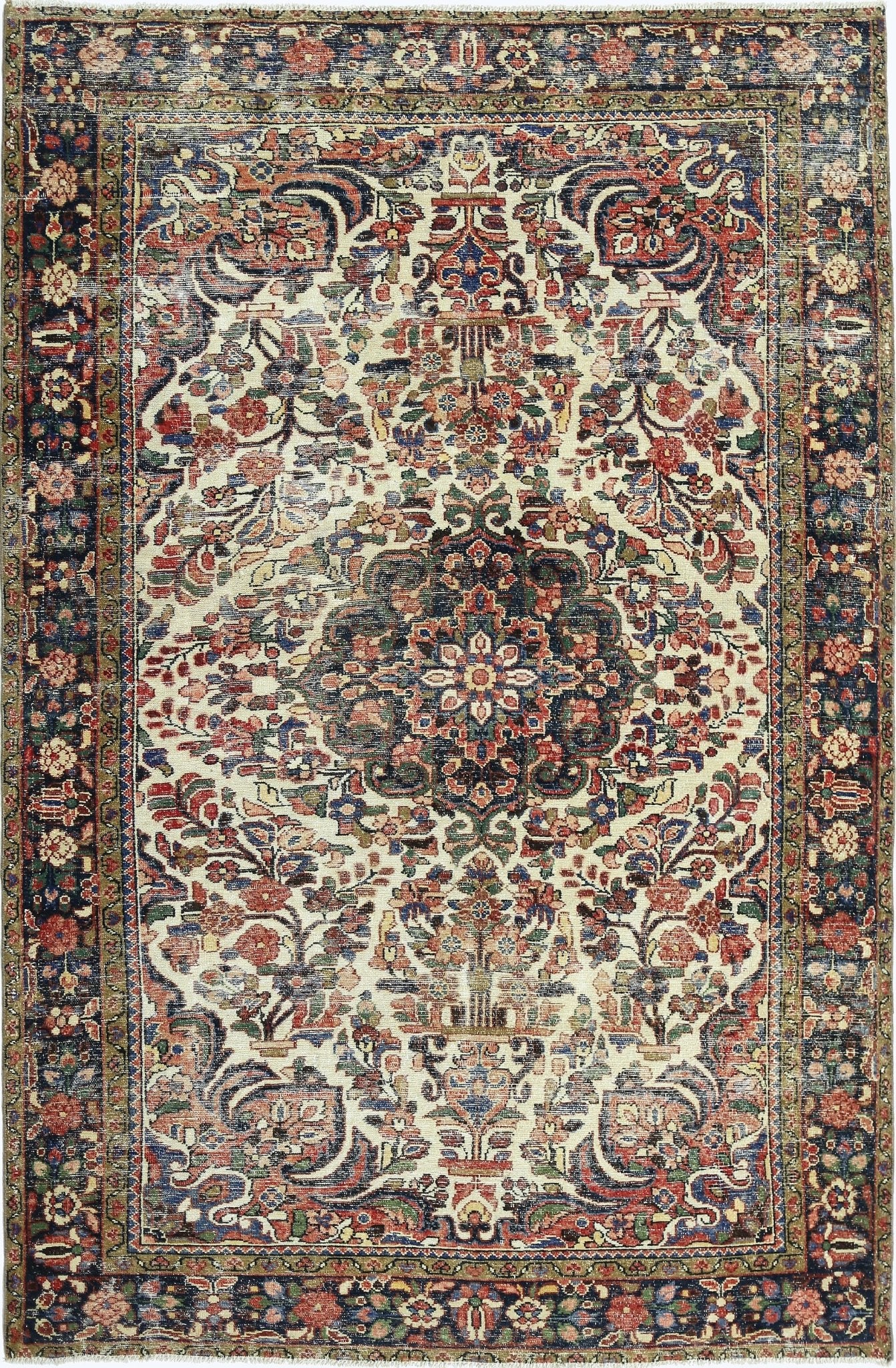 Handmade Vintage Persian Rug | 220 x 144 cm | 7'3" x 4'9" - Najaf Rugs & Textile