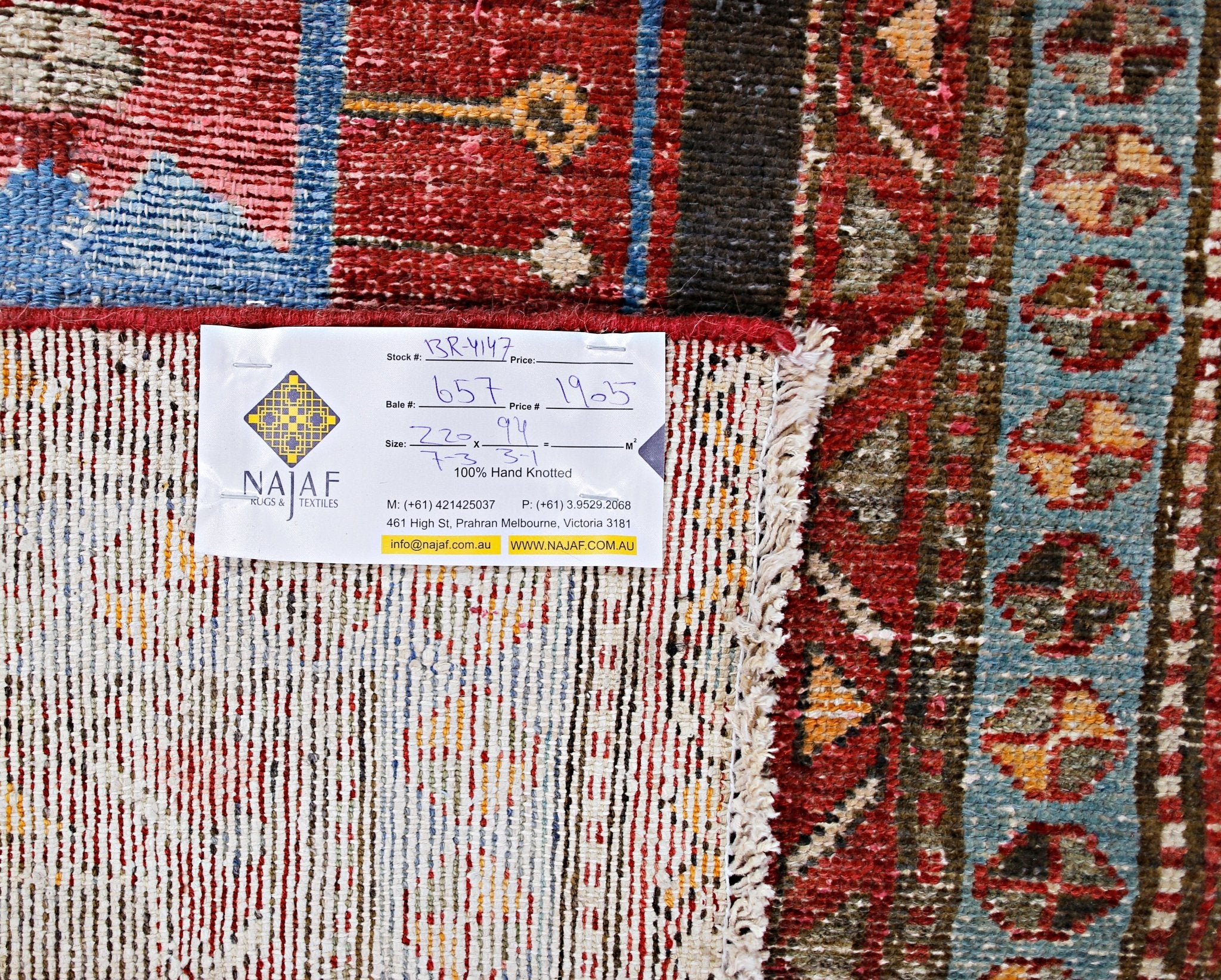 Handmade Vintage Persian Rug | 220 x 94 cm | 7'3"x 3'1" - Najaf Rugs & Textile