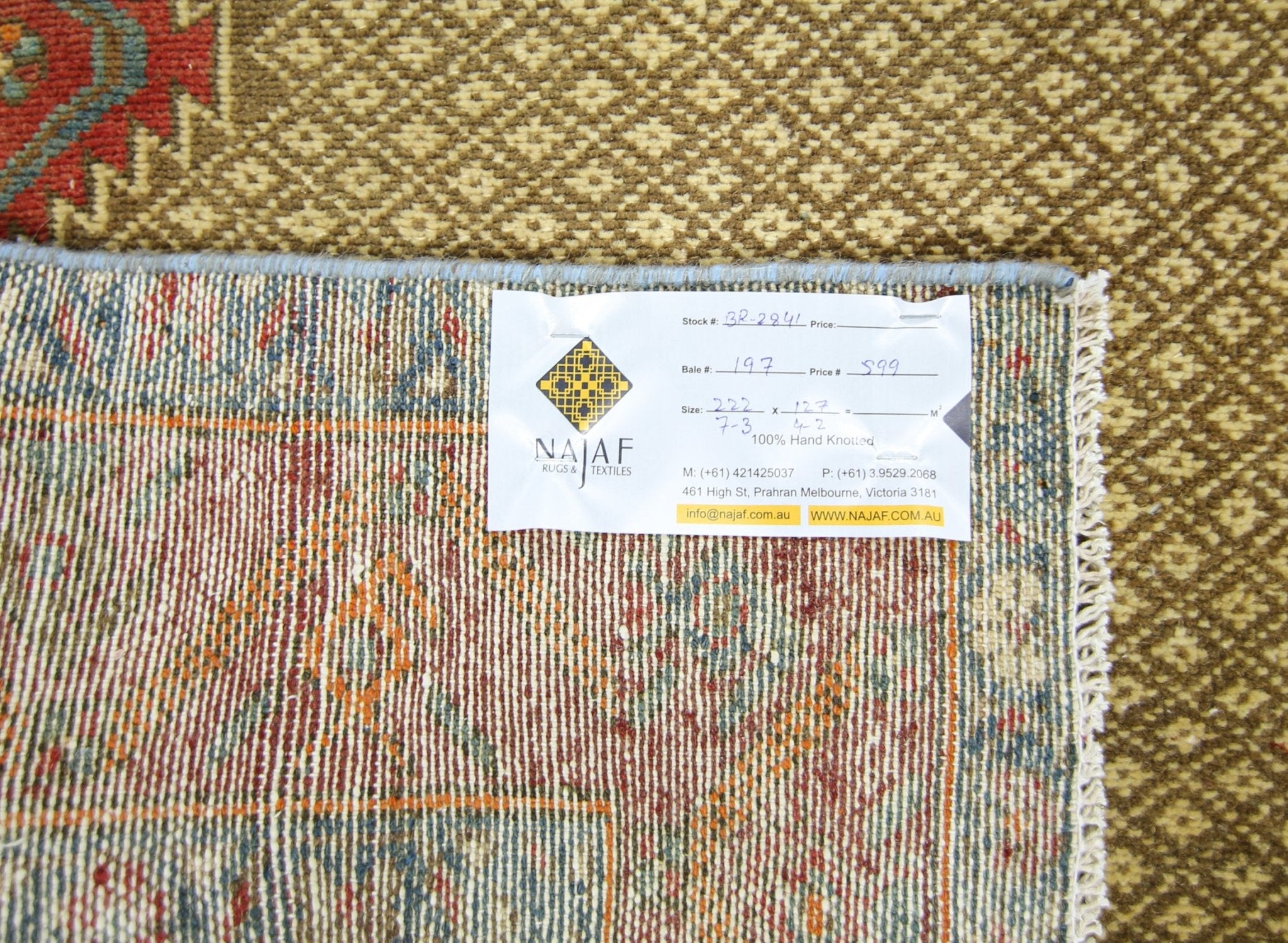 Handmade Vintage Persian Rug | 222 x 127 cm | 7'3" x 4'2" - Najaf Rugs & Textile