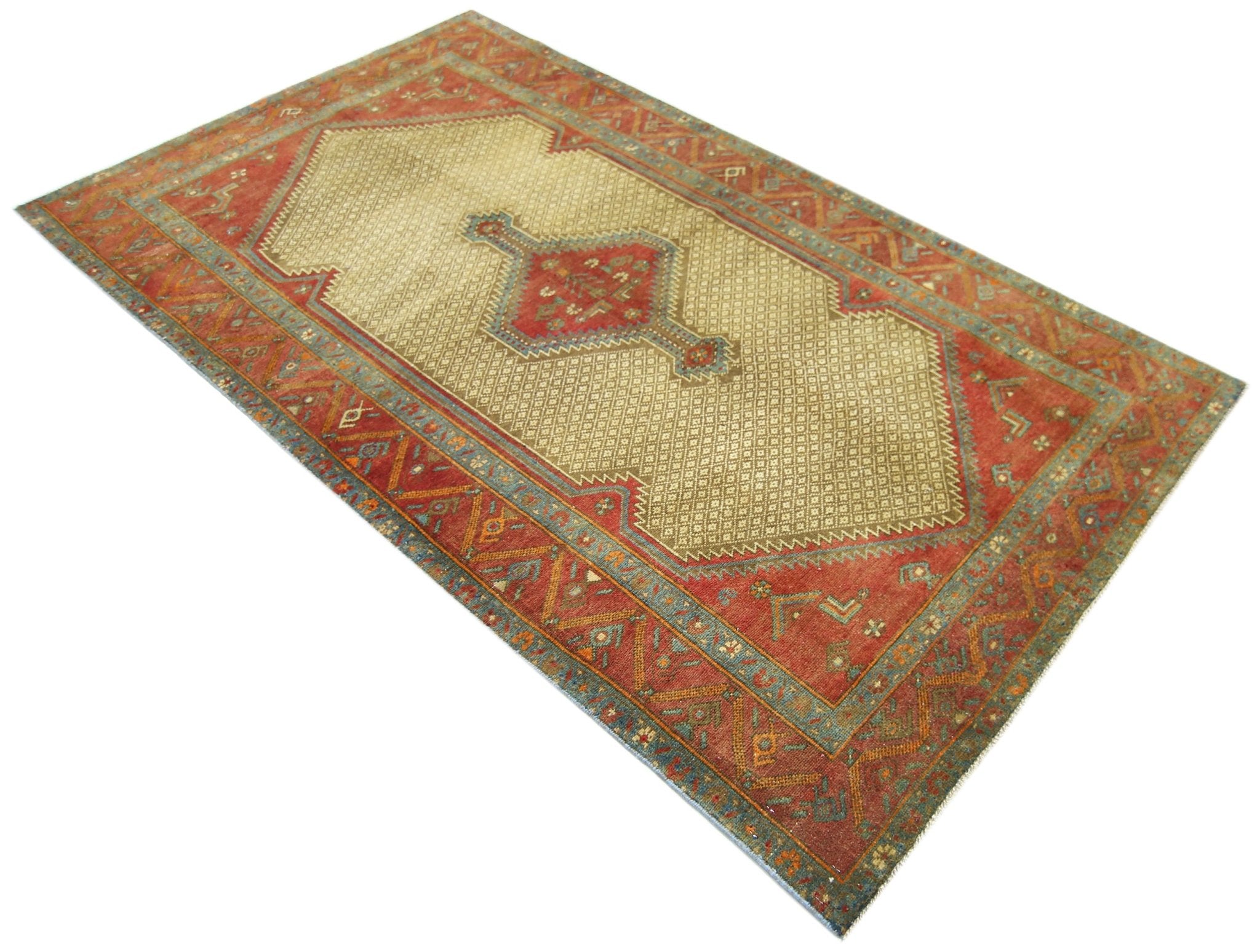 Handmade Vintage Persian Rug | 222 x 127 cm | 7'3" x 4'2" - Najaf Rugs & Textile