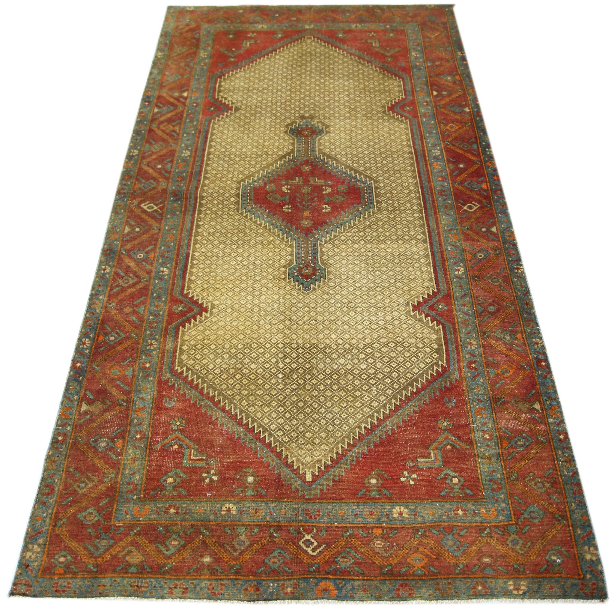Handmade Vintage Persian Rug | 222 x 127 cm | 7'3" x 4'2" - Najaf Rugs & Textile