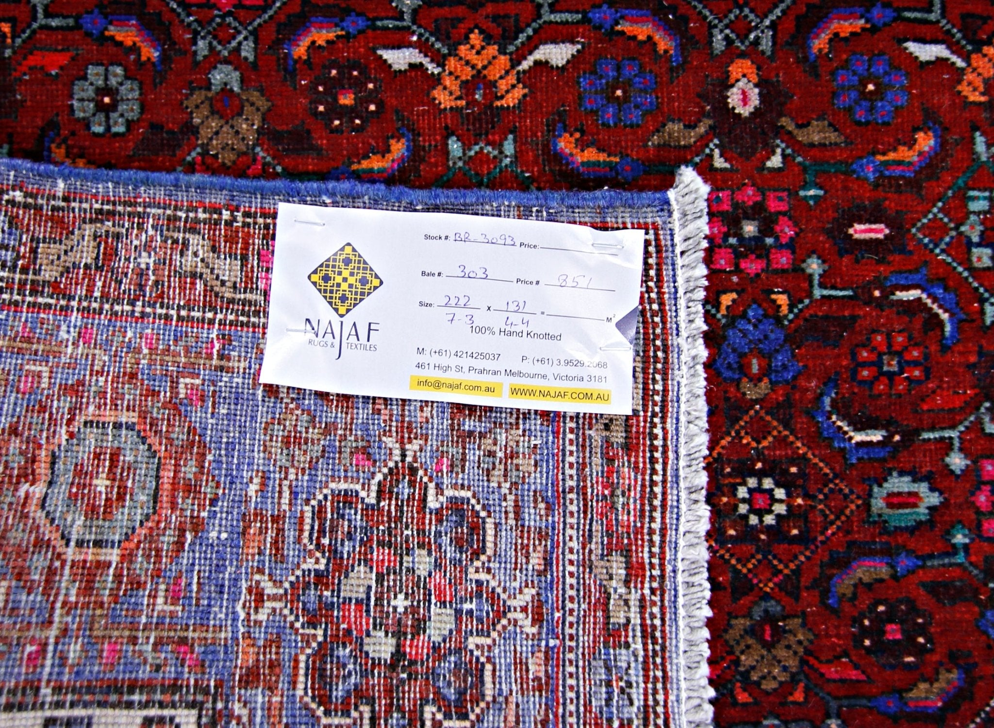 Handmade Vintage Persian Rug | 222 x 131 cm | 7'3" x 4'4" - Najaf Rugs & Textile