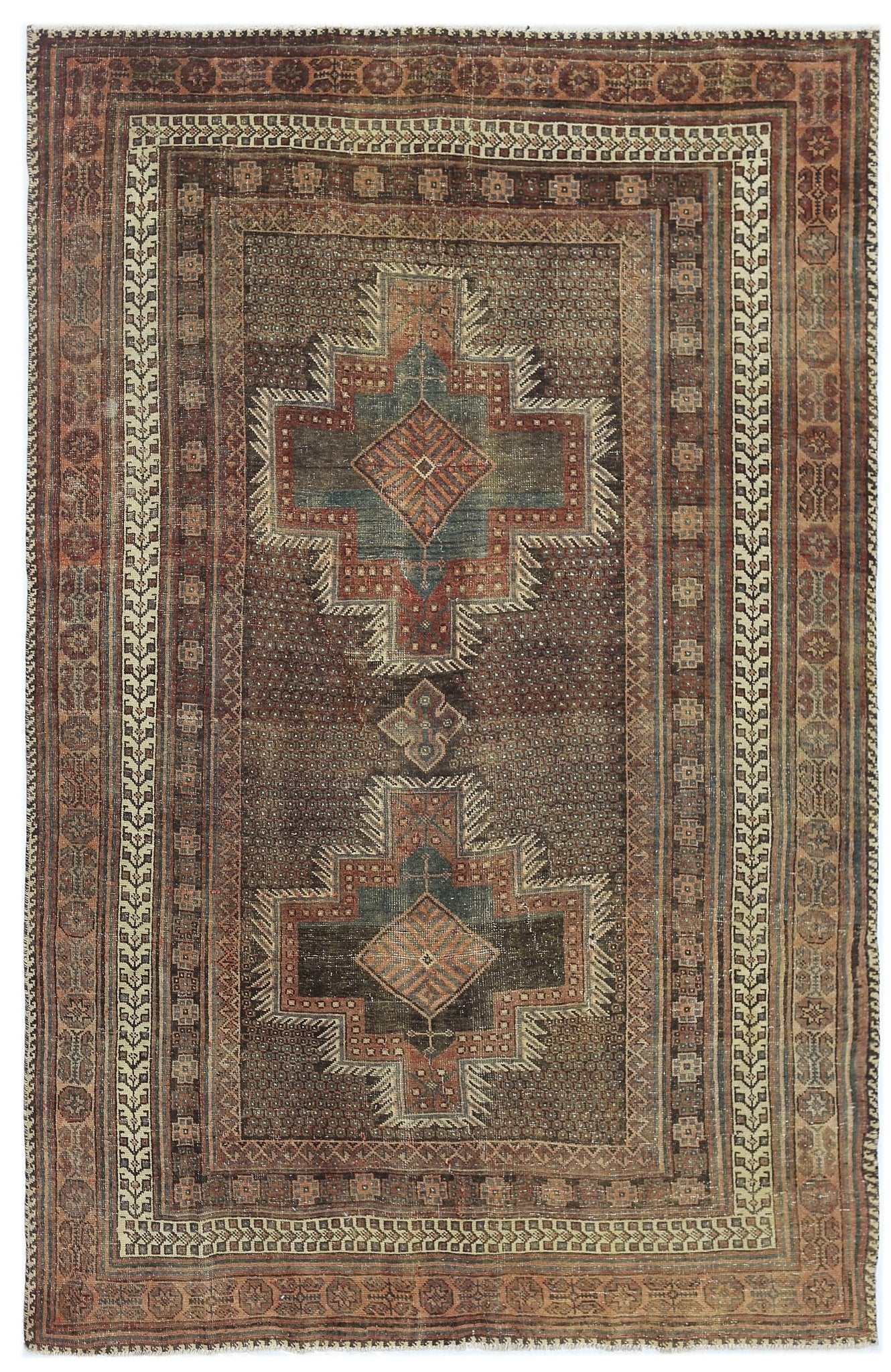 Handmade Vintage Persian Rug | 224 x 144 cm | 7'4" x 4'9" - Najaf Rugs & Textile