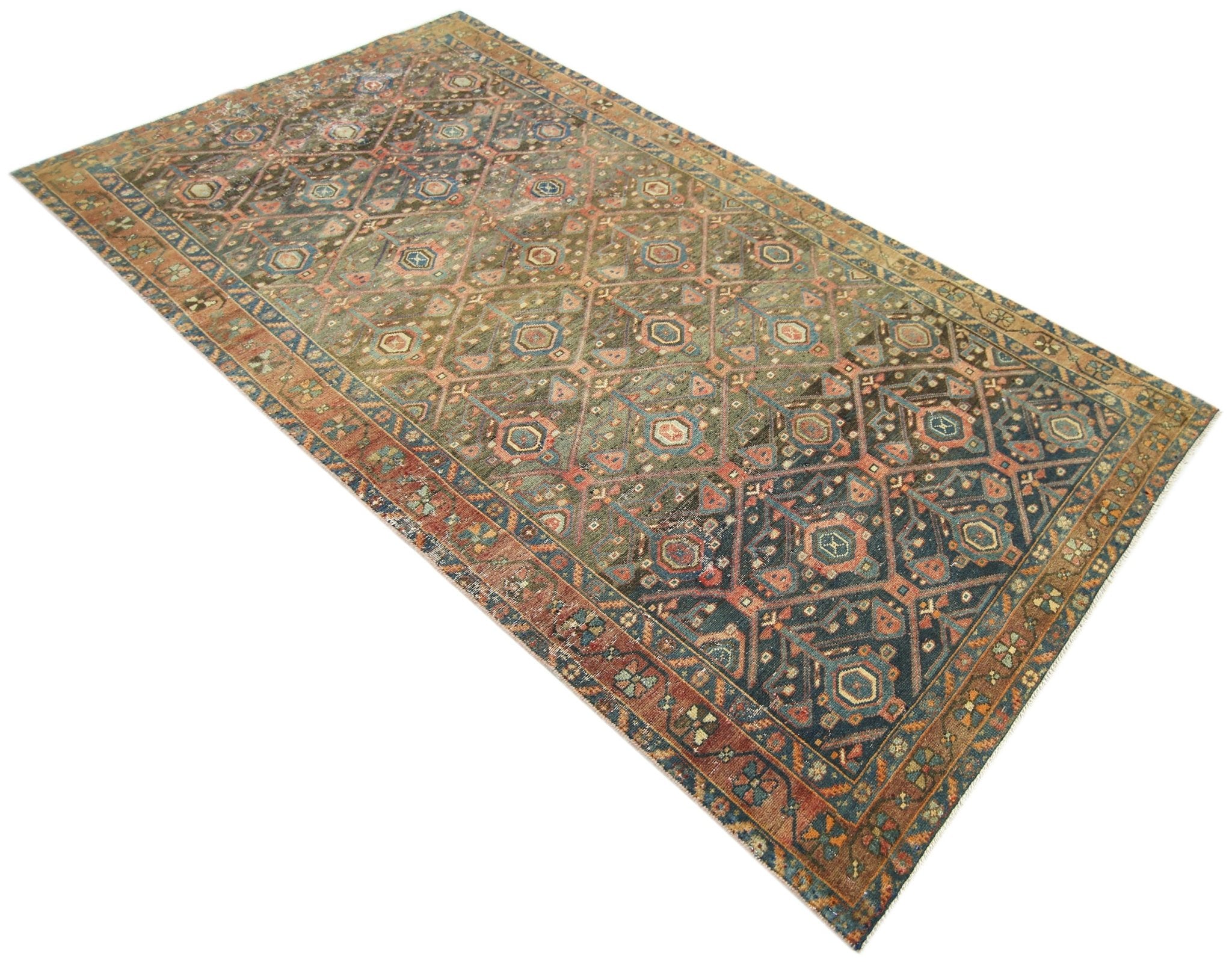 Handmade Vintage Persian Rug | 226 x 122 cm | 7'5" x 4' - Najaf Rugs & Textile