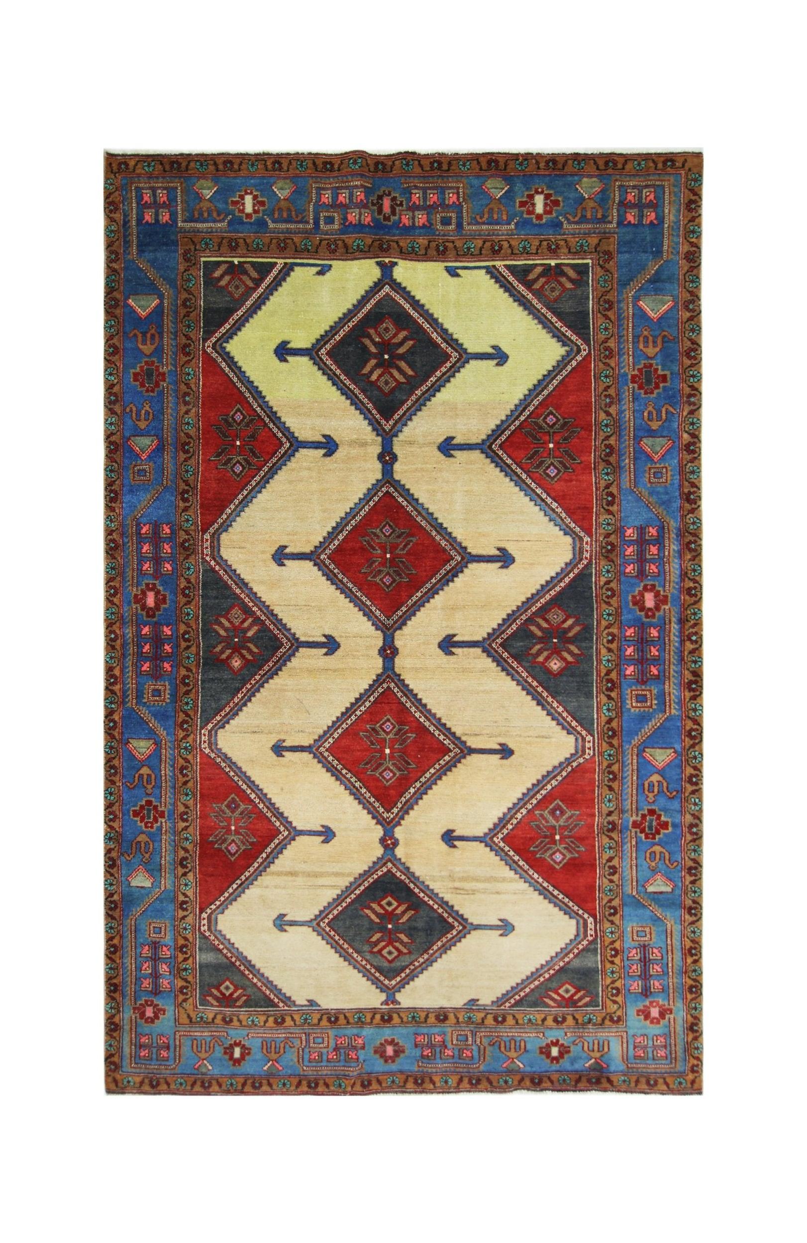 Handmade Vintage Persian Rug | 227 x 138 cm | 7'5" x 4'7" - Najaf Rugs & Textile