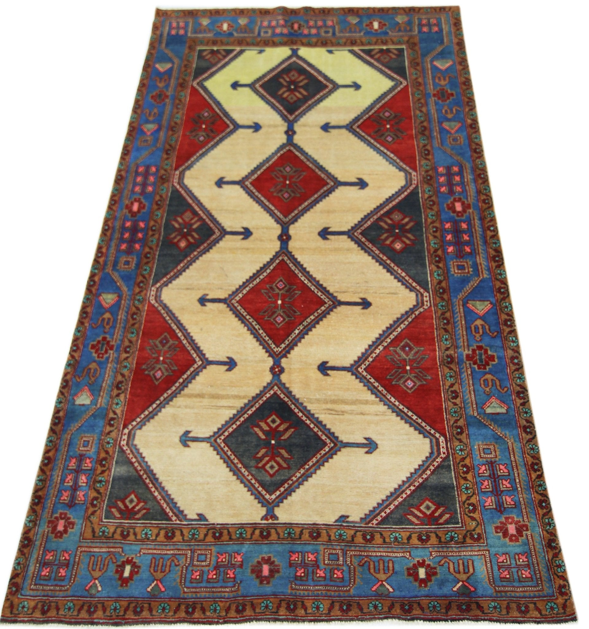 Handmade Vintage Persian Rug | 227 x 138 cm | 7'5" x 4'7" - Najaf Rugs & Textile