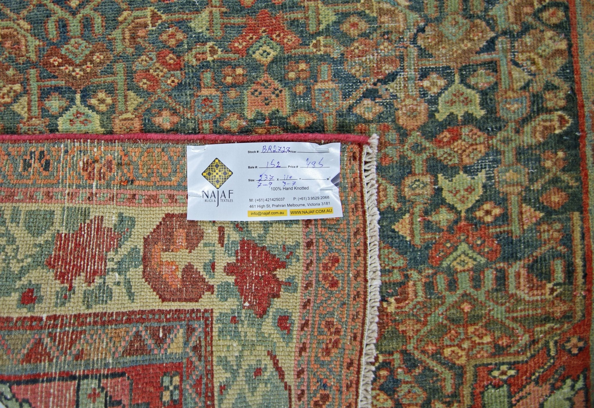 Handmade Vintage Persian Rug | 237 x 110 cm | 7'9" x 3'7" - Najaf Rugs & Textile