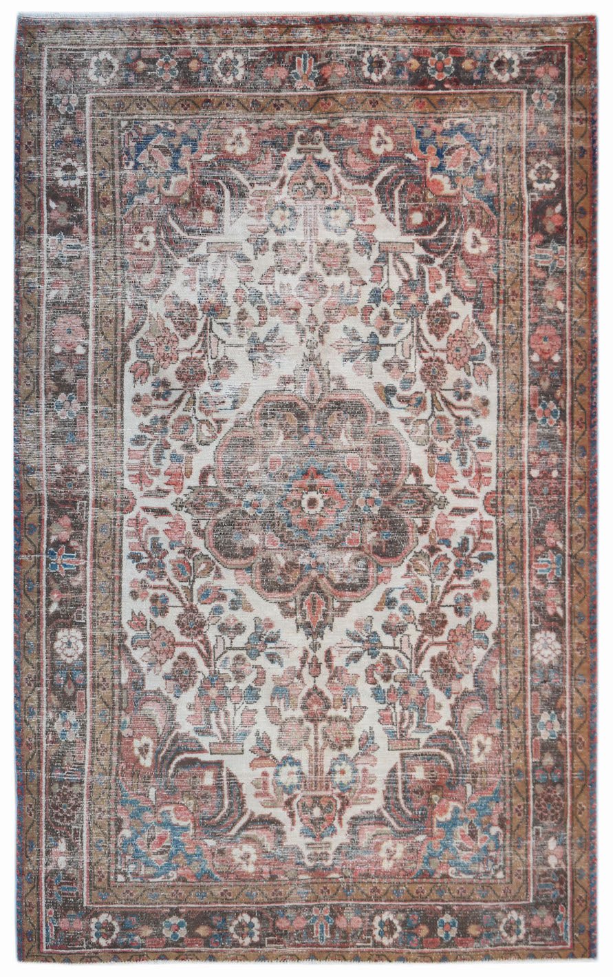 Handmade Vintage Persian Rug | 244 x 155 cm | 8' x 5'1" - Najaf Rugs & Textile