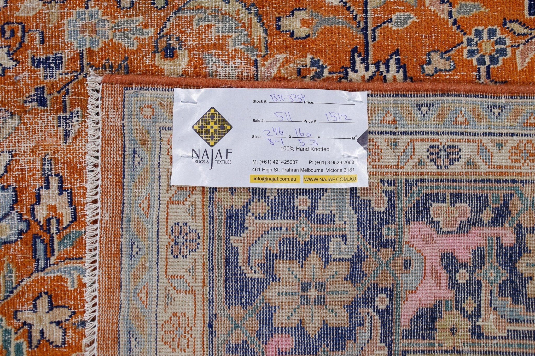 Handmade Vintage Persian Rug | 246 x 160 cm | 8'1" x 5'3" - Najaf Rugs & Textile