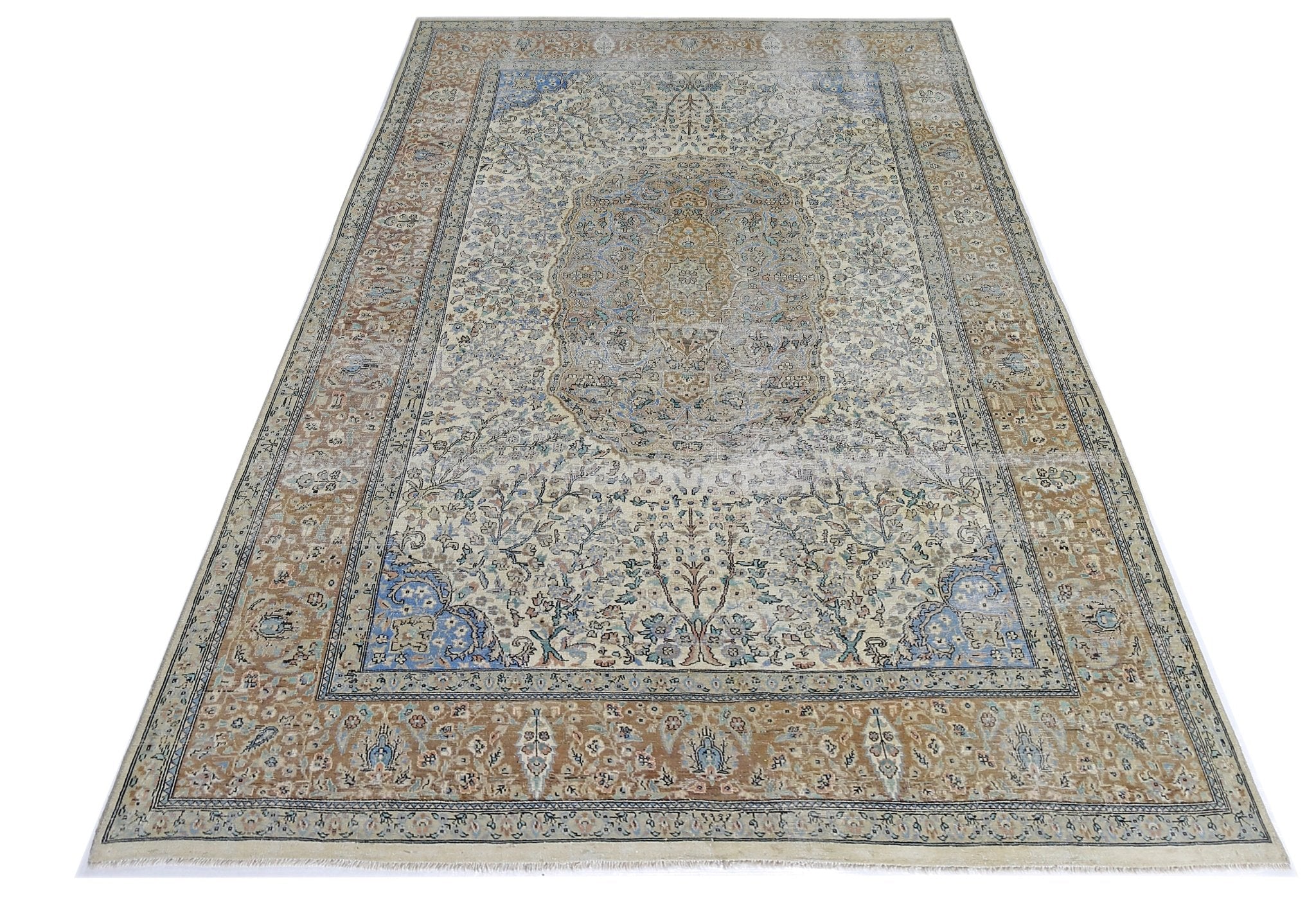 Handmade Vintage Persian Rug | 251 x 155 cm | 8'3" x 5'1" - Najaf Rugs & Textile