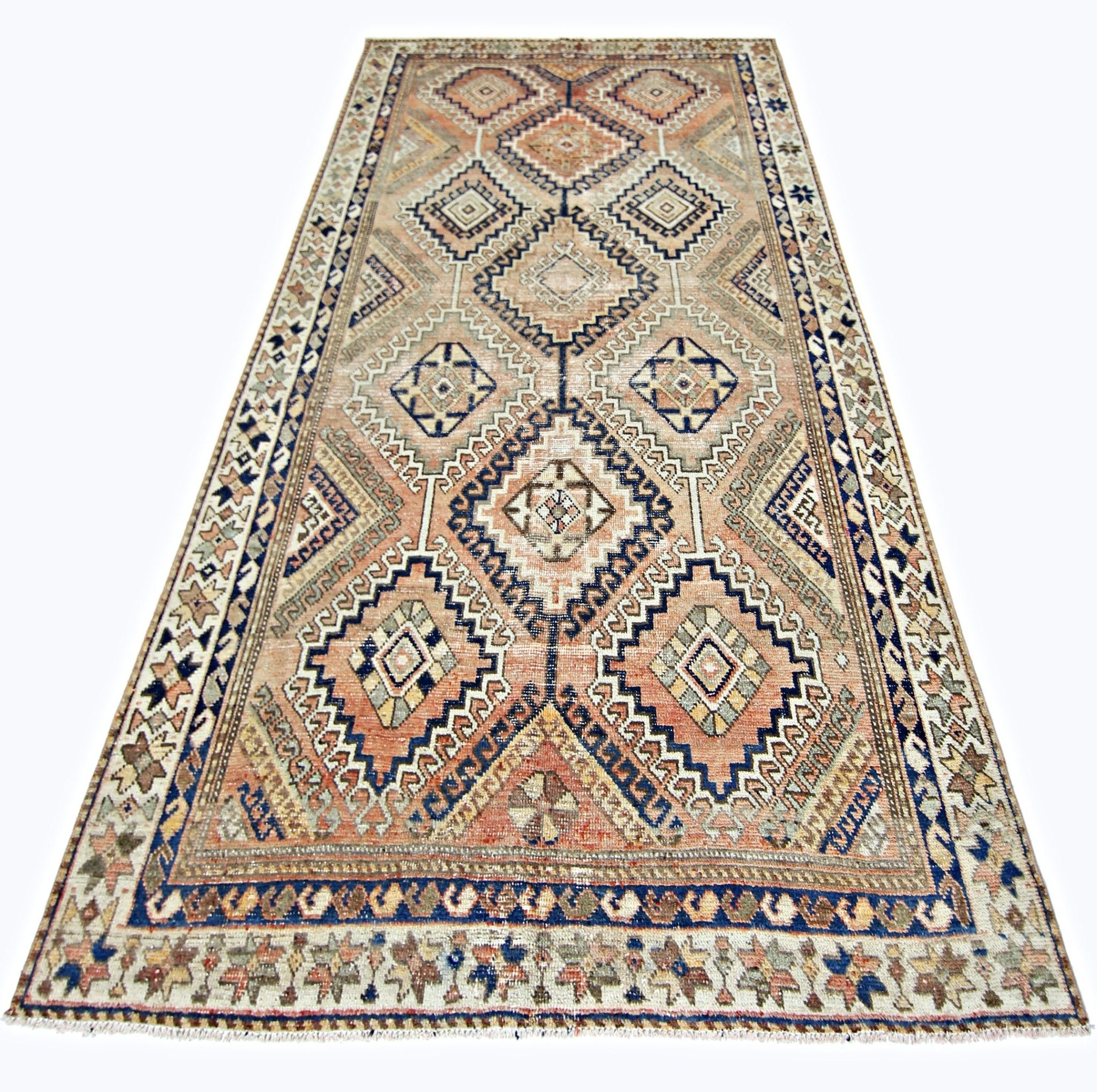 Handmade Vintage Persian Rug | 252 x 141 cm | 8'3" x 4'7" - Najaf Rugs & Textile