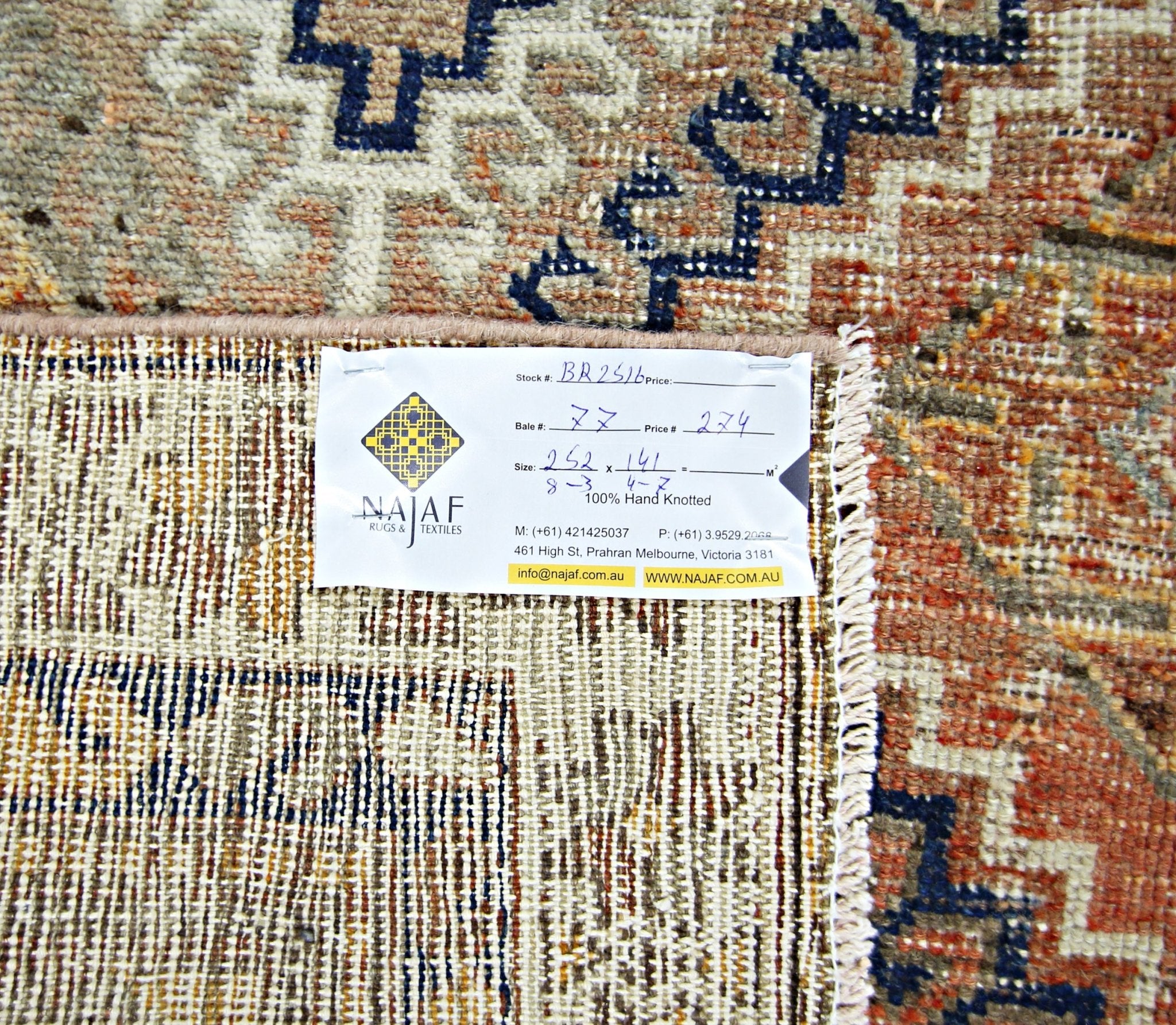 Handmade Vintage Persian Rug | 252 x 141 cm | 8'3" x 4'7" - Najaf Rugs & Textile