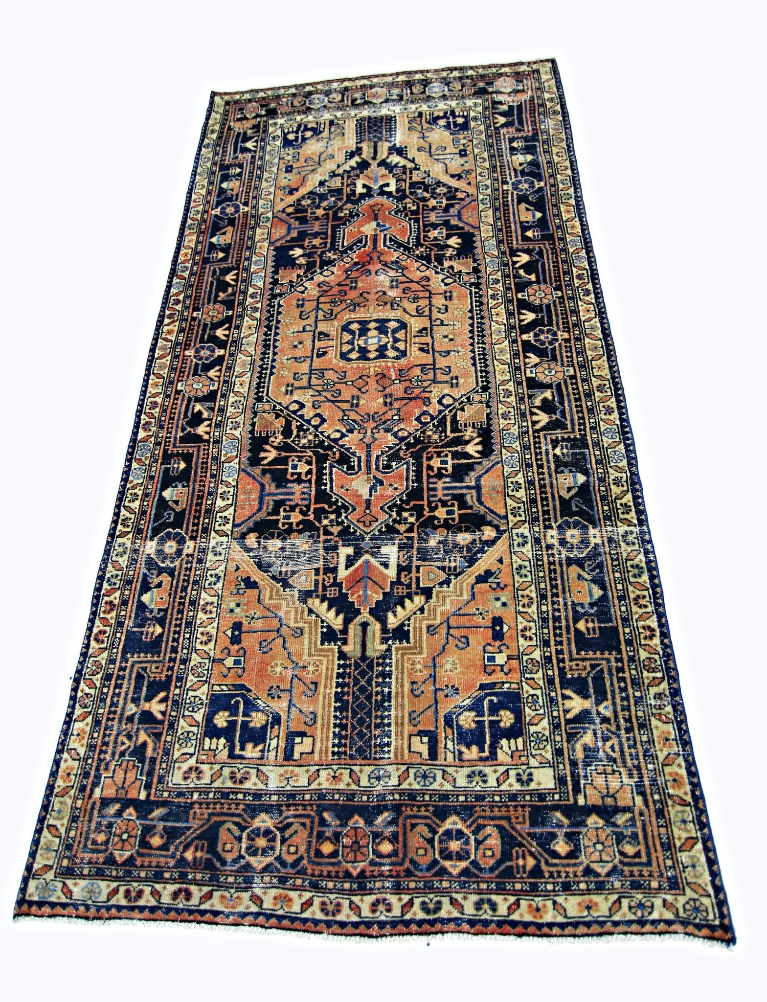 Handmade Vintage Persian Rug | 253 x 129 cm | 8'4" x 4'3" - Najaf Rugs & Textile